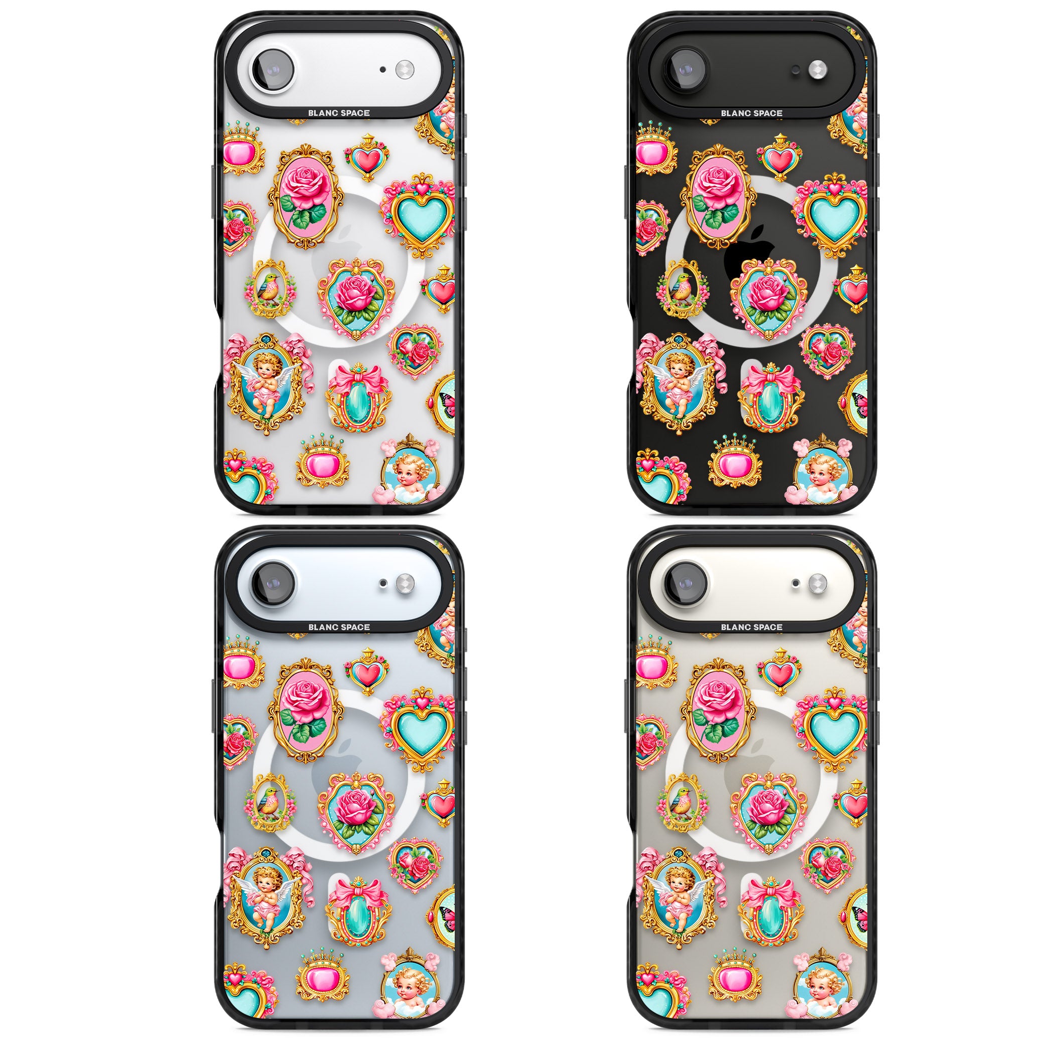 Angelcore Hearts Frames iPhone 17 Air Impact Pro Black Phone Case APT Impact Protection