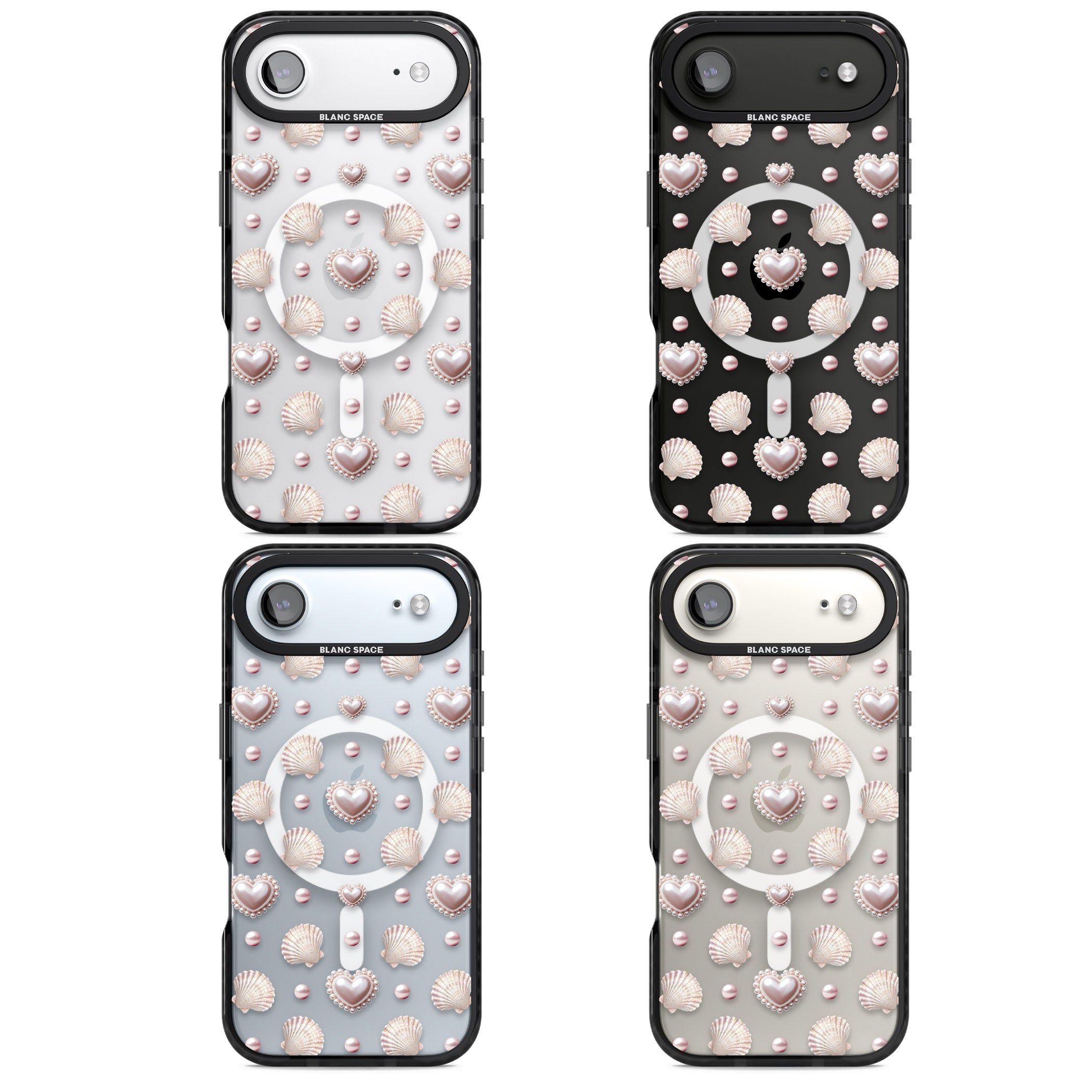 Pearl Hearts iPhone 17 Air Impact Pro Black Phone Case APT Impact Protection