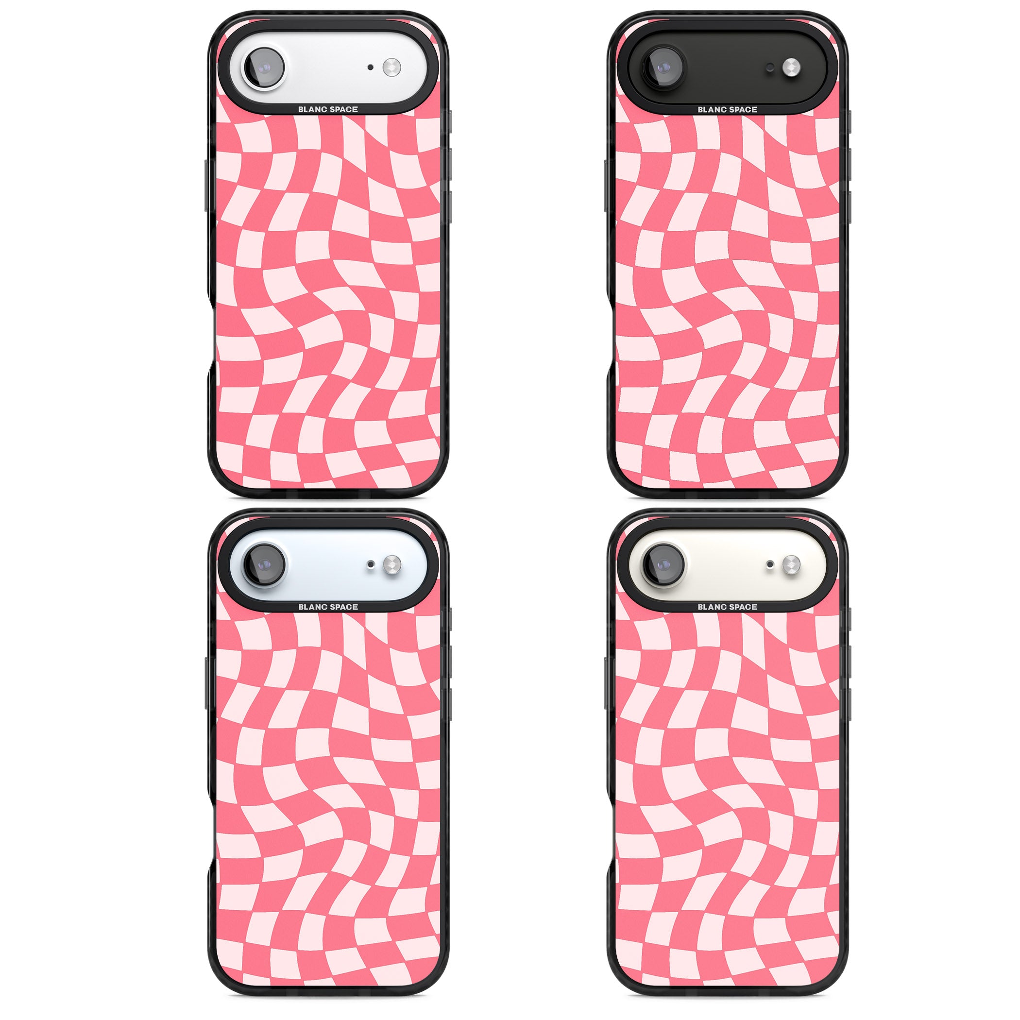 Pink Wavy Checked Pattern iPhone 17 Air Impact Pro Black Phone Case APT Impact Protection