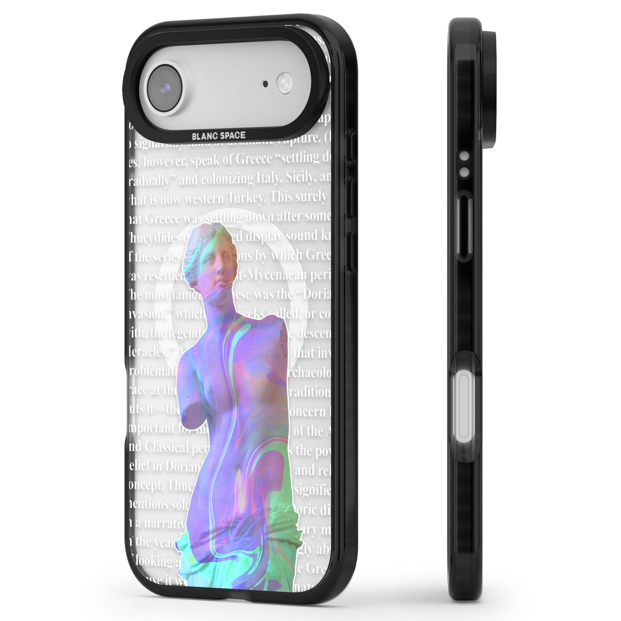 Iridescent De Milo iPhone 17 Air Impact Pro Black Phone Case Side Profile