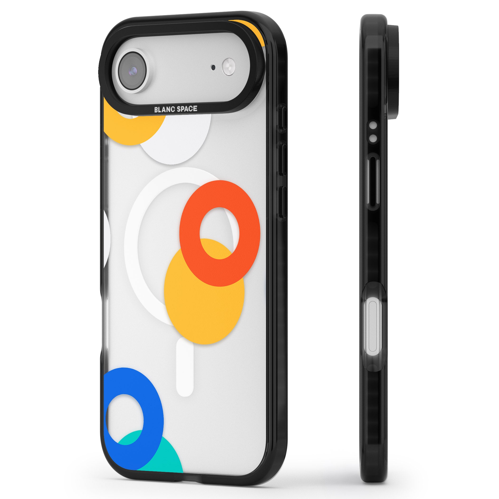 Abstract Mixed Circles iPhone 17 Air Impact Pro Black Phone Case Side Profile