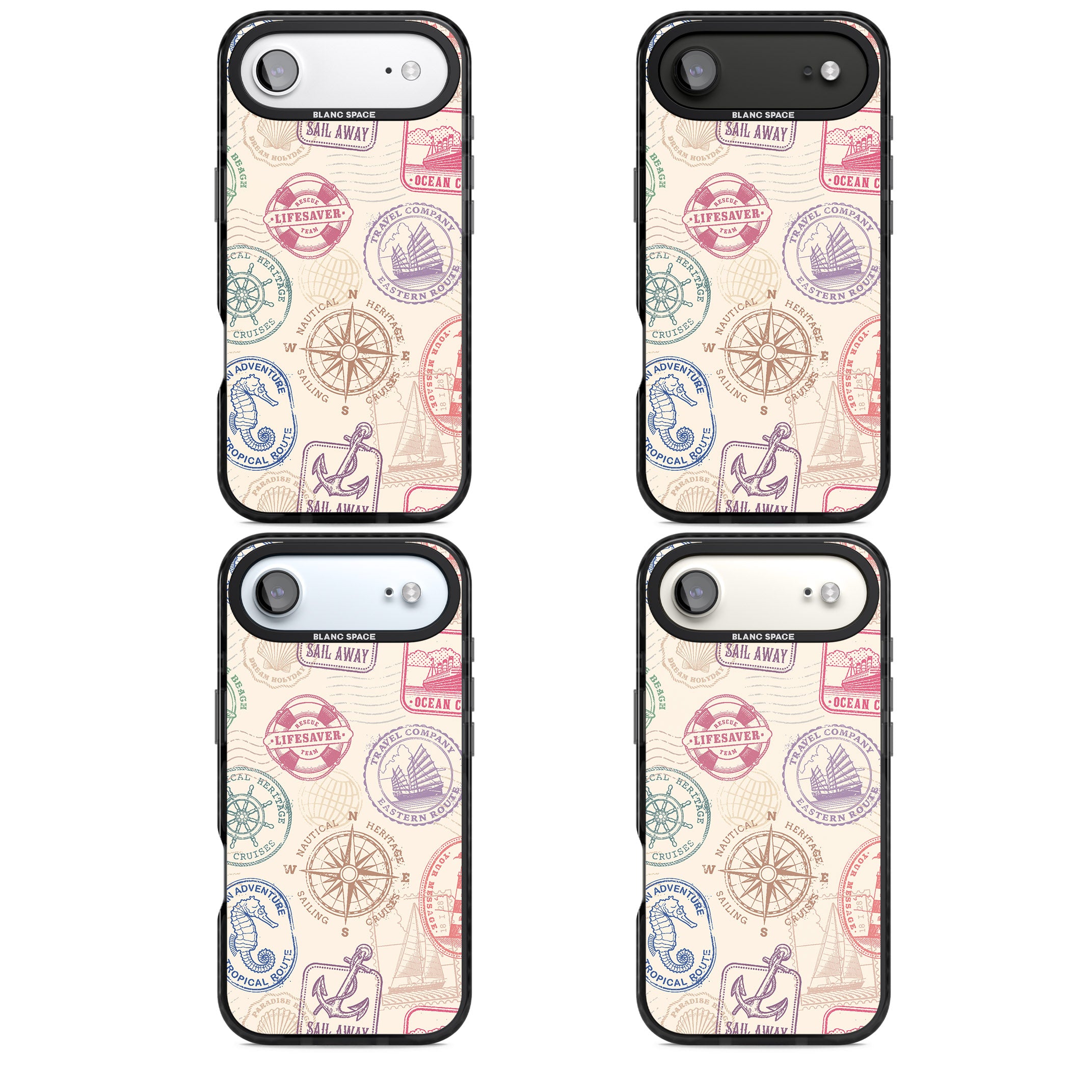 Nautical Stamps iPhone 17 Air Impact Pro Black Phone Case APT Impact Protection
