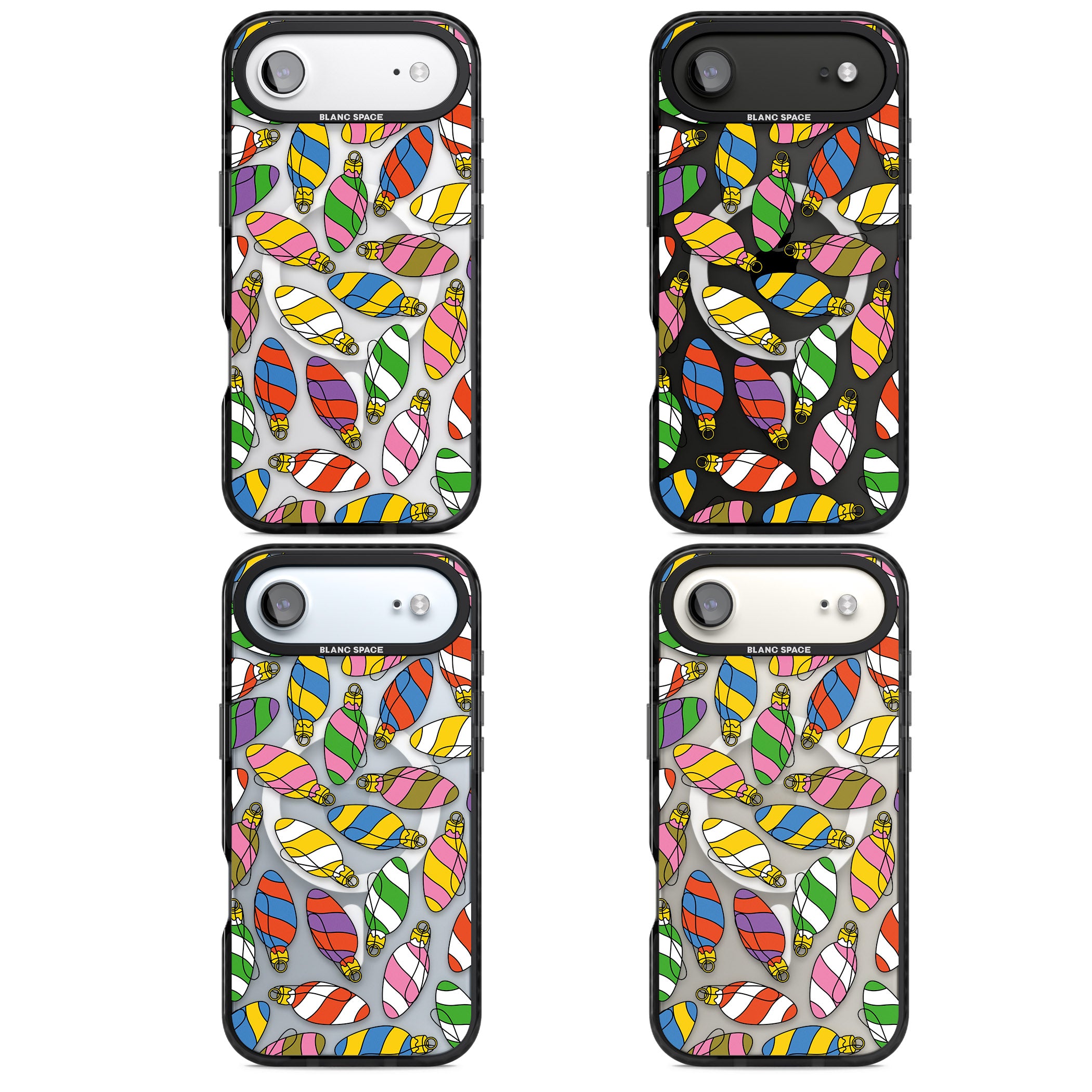 Colourful Holiday Ornaments iPhone 17 Air Impact Pro Black Phone Case APT Impact Protection