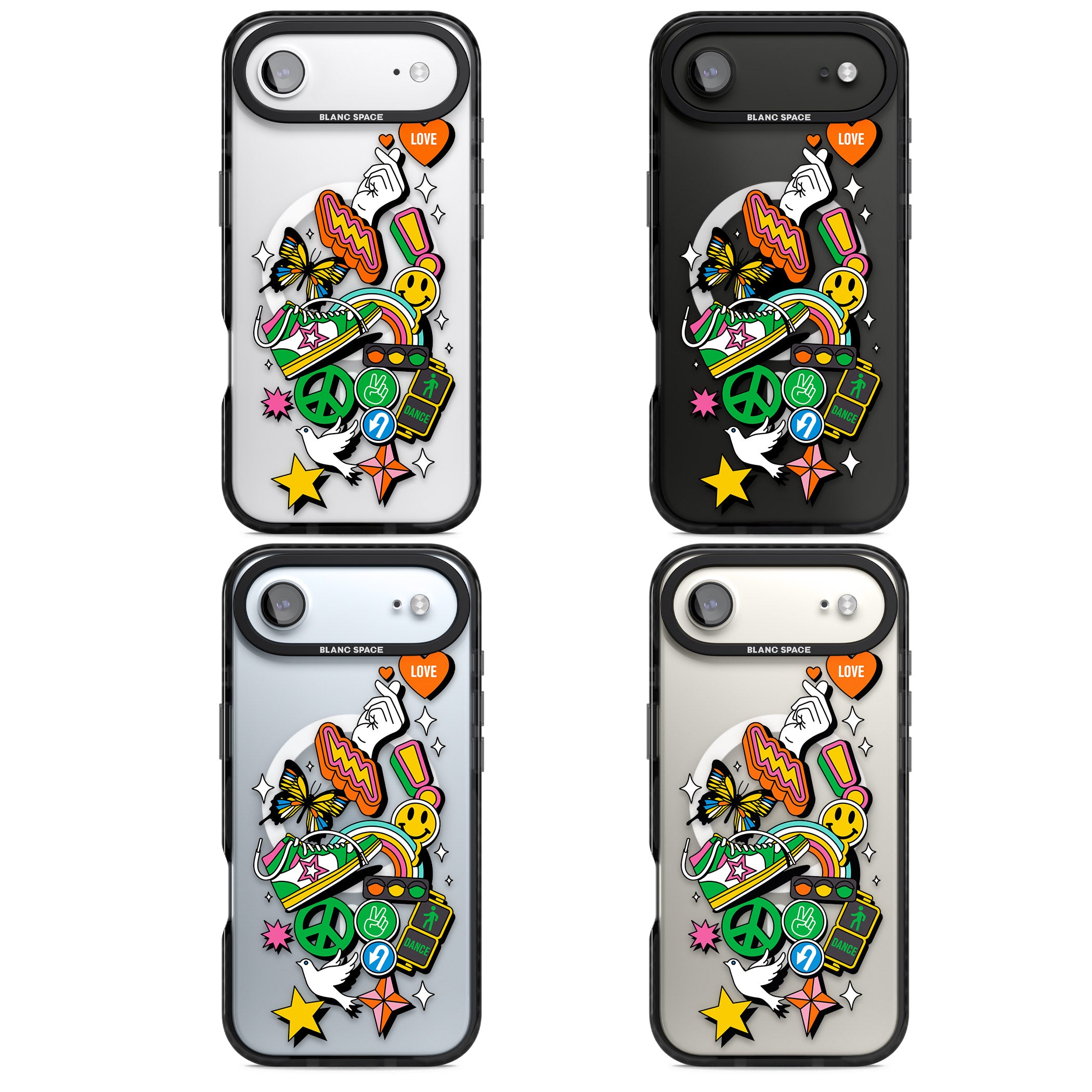 Nostalgic Sticker Collage iPhone 17 Air Impact Pro Black Phone Case APT Impact Protection