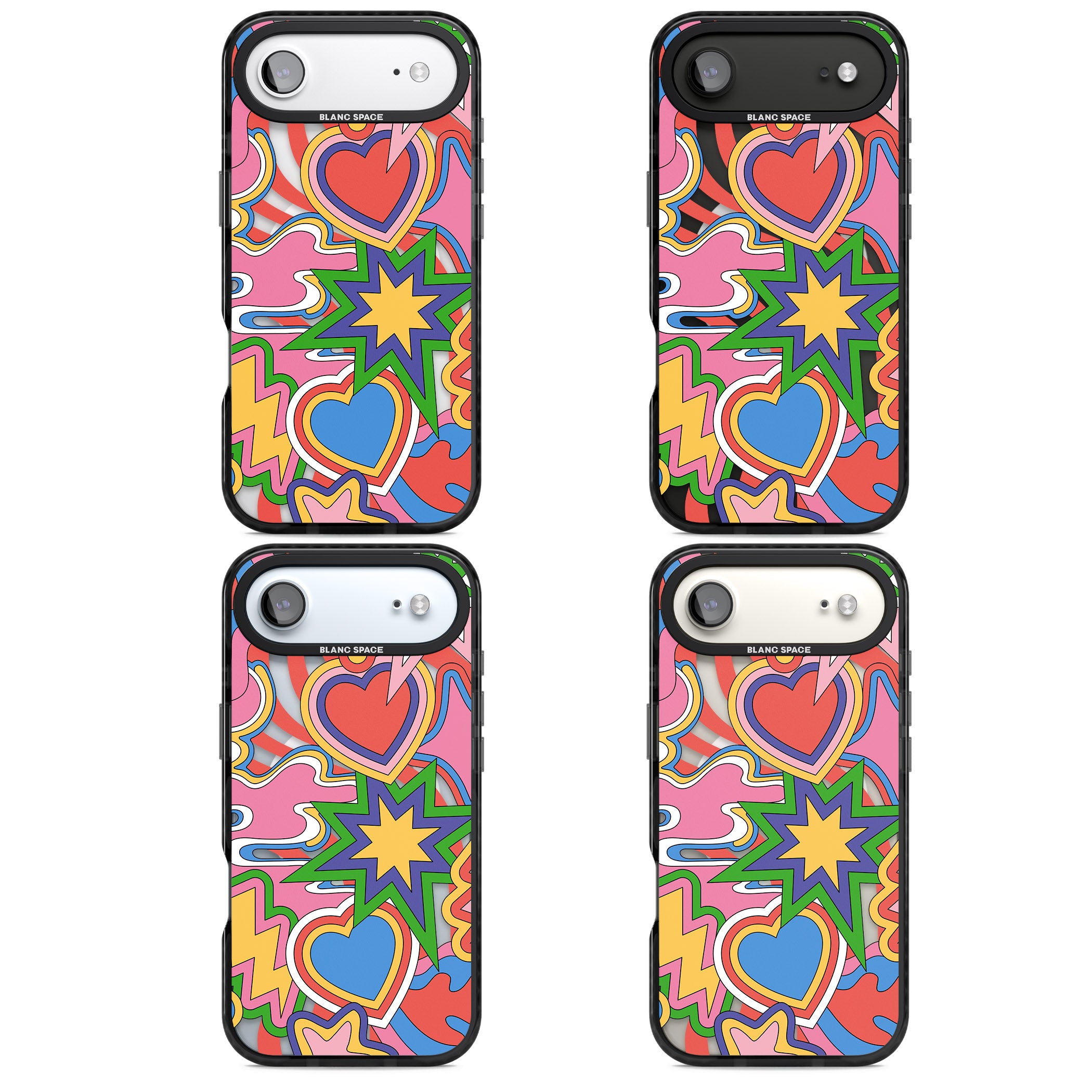 Psychedelic Pop Art Explosion iPhone 17 Air Impact Pro Black Phone Case APT Impact Protection