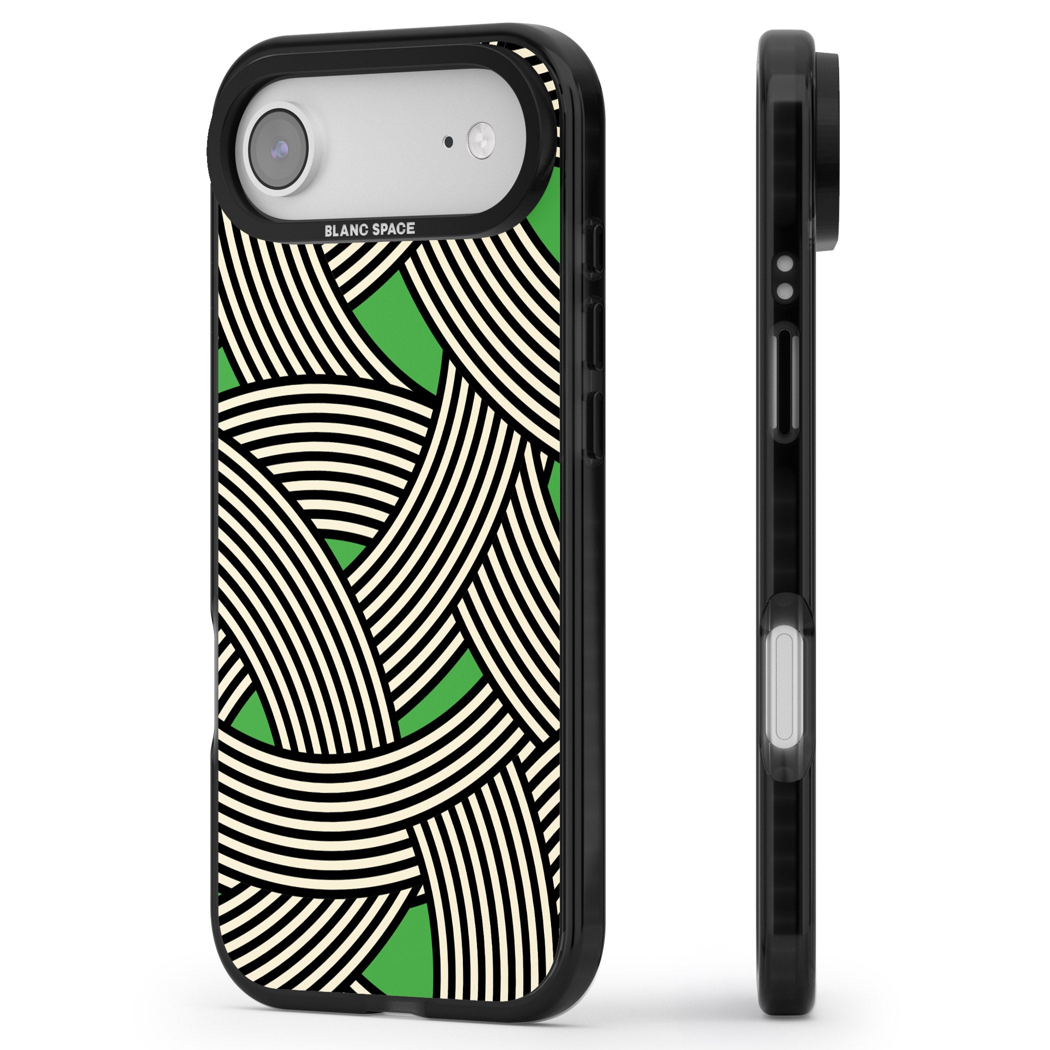 Green Optic Waves iPhone 17 Air Impact Pro Black Phone Case Side Profile