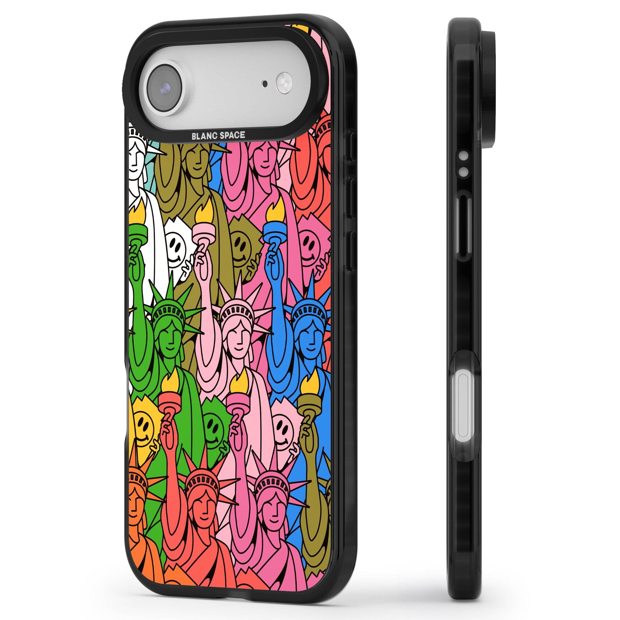 Multicolour Liberty Pattern iPhone 17 Air Impact Pro Black Phone Case Side Profile