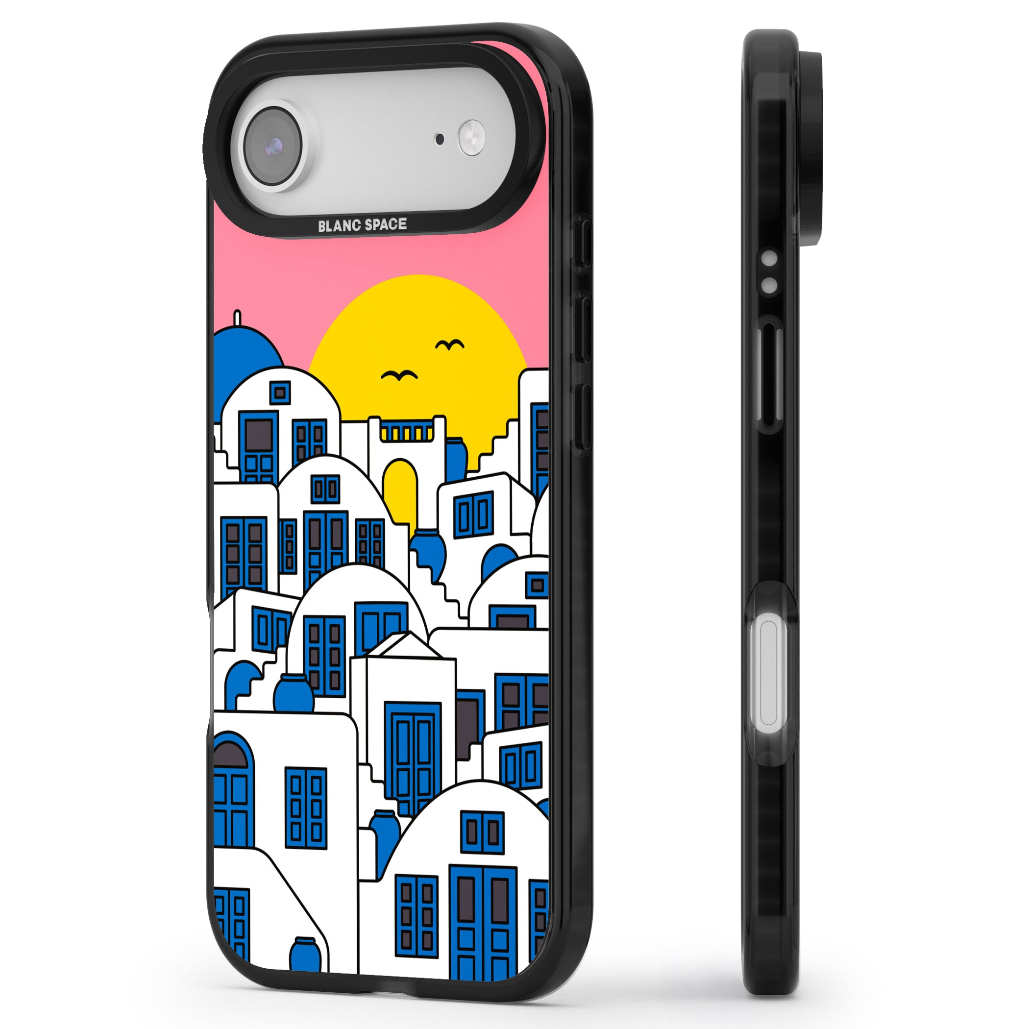 Santorini Sunset iPhone 17 Air Impact Pro Black Phone Case Side Profile