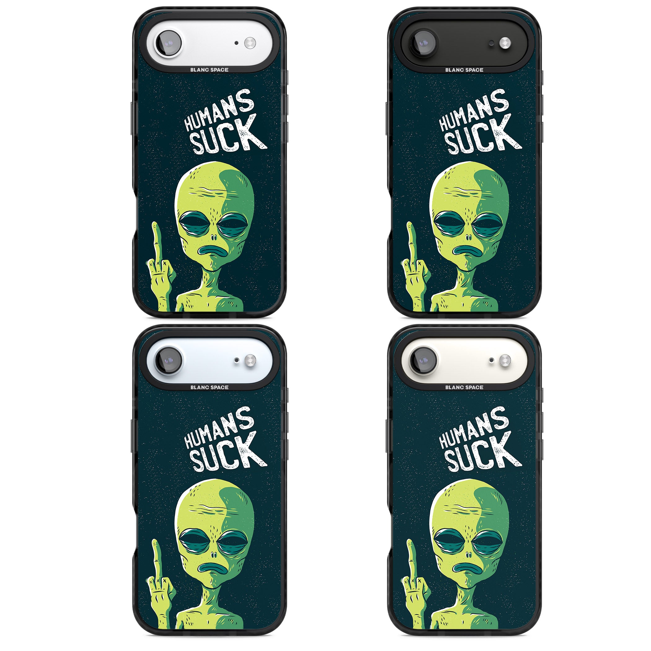 Humans Suck Alien iPhone 17 Air Impact Pro Black Phone Case APT Impact Protection