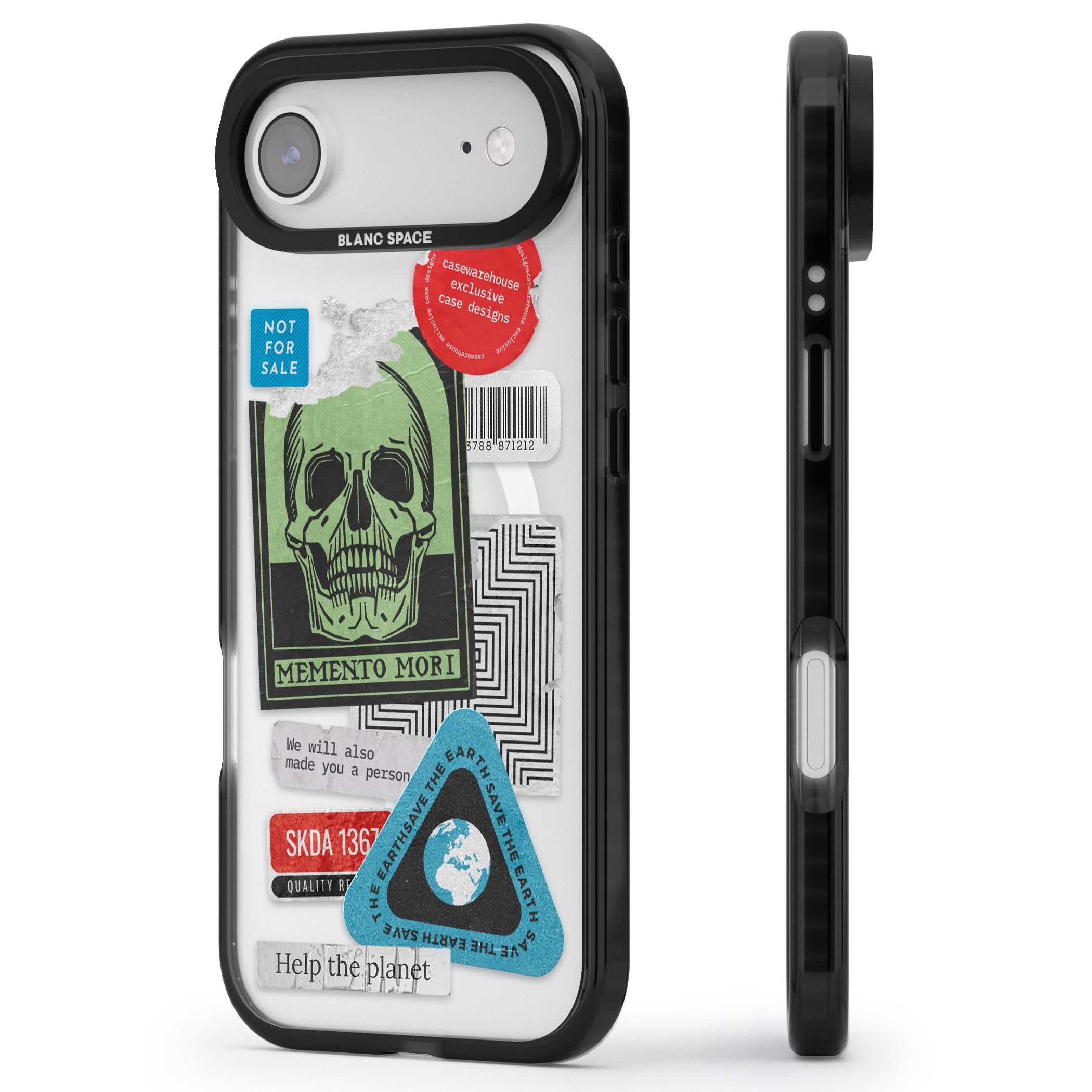 Skull Sticker Mix iPhone 17 Air Impact Pro Black Phone Case Side Profile