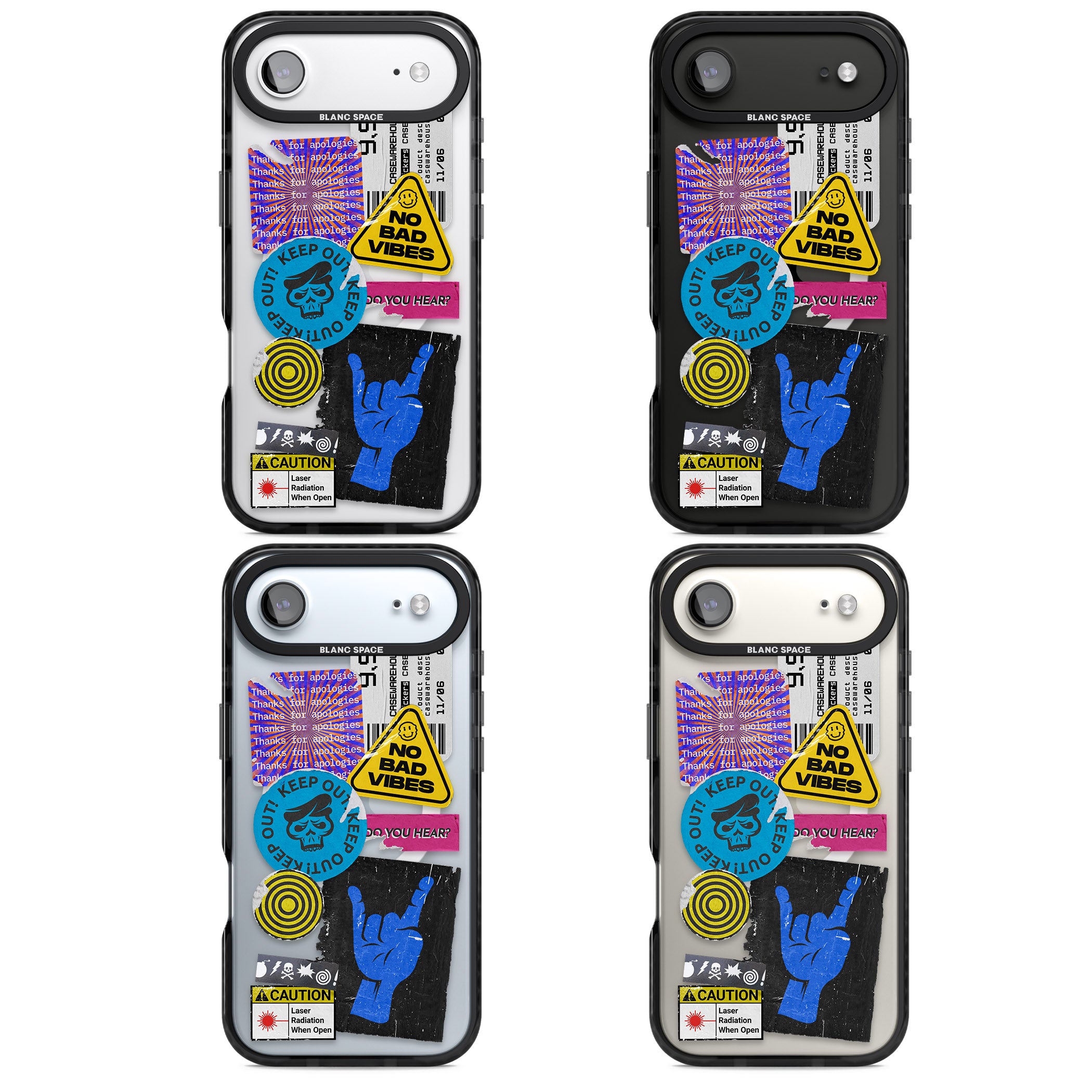 No Bad Vibes Sticker Mix iPhone 17 Air Impact Pro Black Phone Case APT Impact Protection