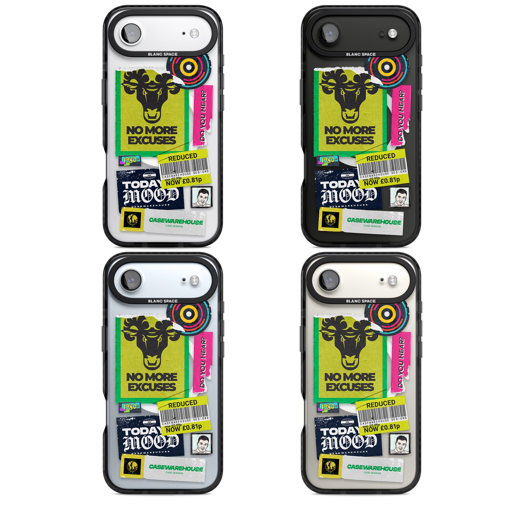 No More Excuses Sticker Mix iPhone 17 Air Impact Pro Black Phone Case APT Impact Protection