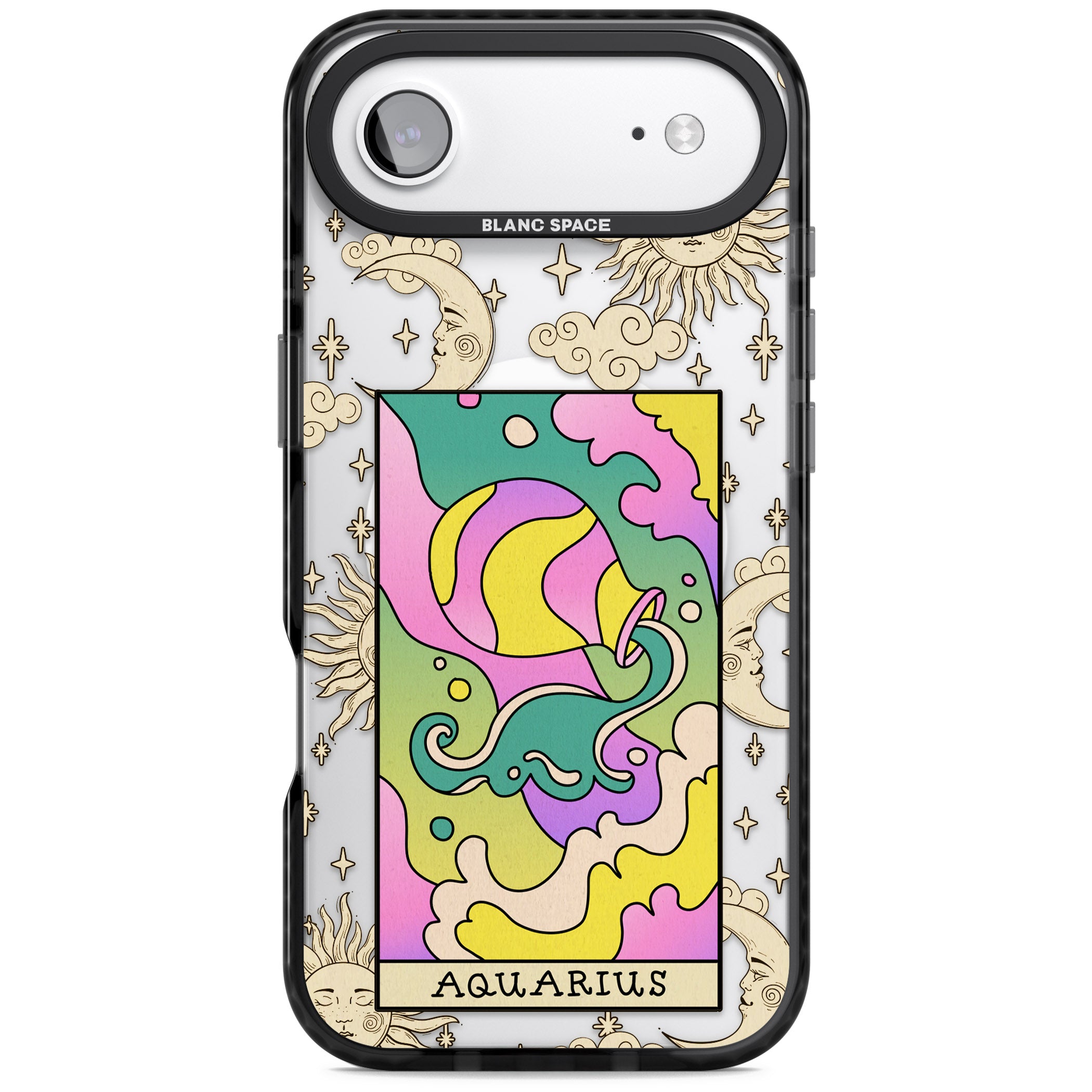 Celestial Zodiac Aquarius iPhone 17 Air Impact Pro Black Phone Case