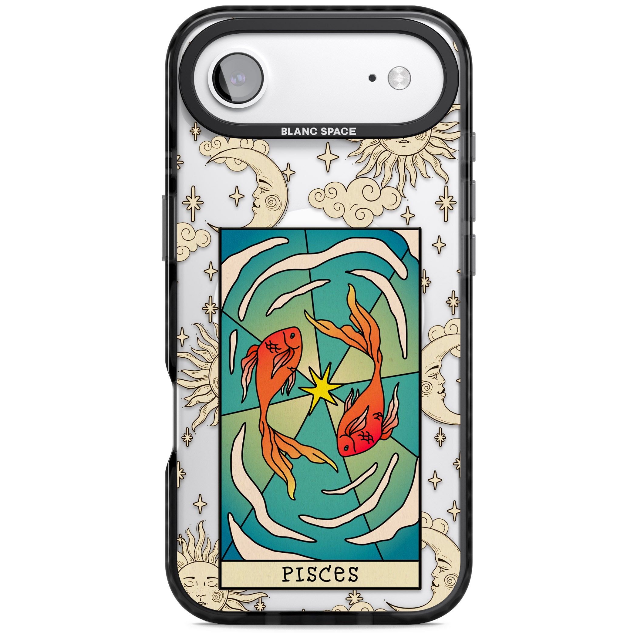 Celestial Zodiac Pisces iPhone 17 Air Impact Pro Black Phone Case