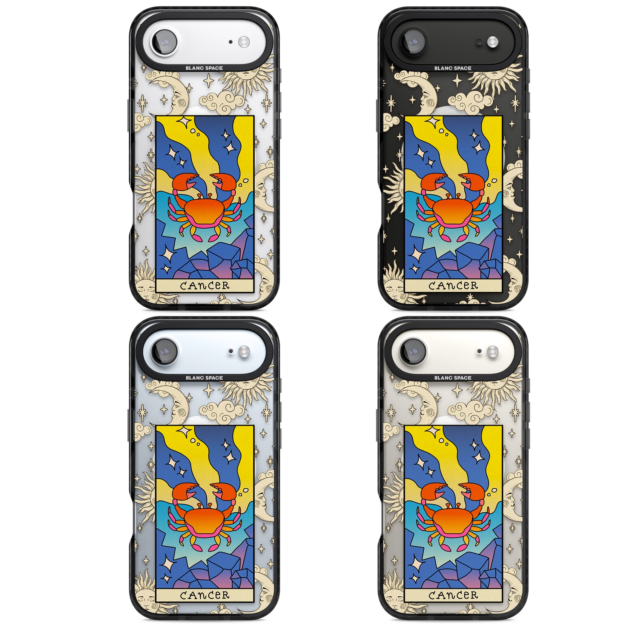 Celestial Zodiac Cancer iPhone 17 Air Impact Pro Black Phone Case APT Impact Protection