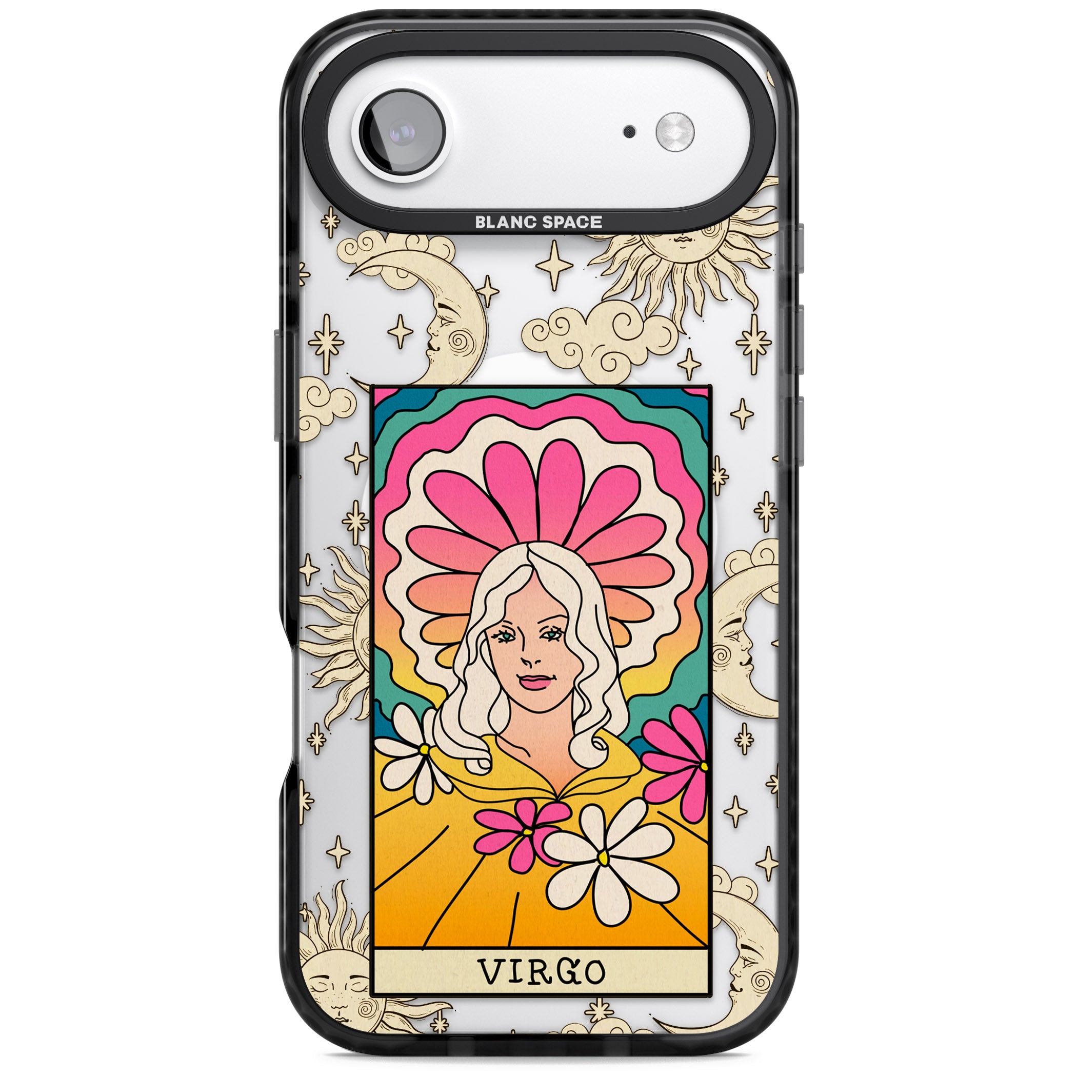 Celestial Zodiac Virgo iPhone 17 Air Impact Pro Black Phone Case
