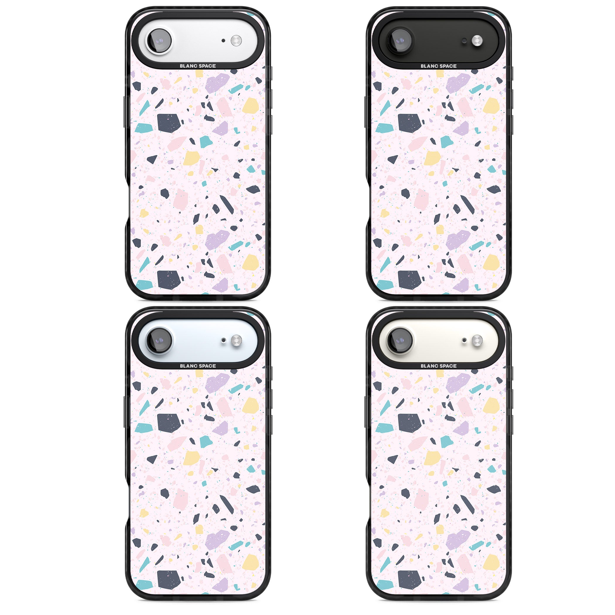 Pink, Purple & Turquoise Terrazzo Pattern iPhone 17 Air Impact Pro Black Phone Case APT Impact Protection