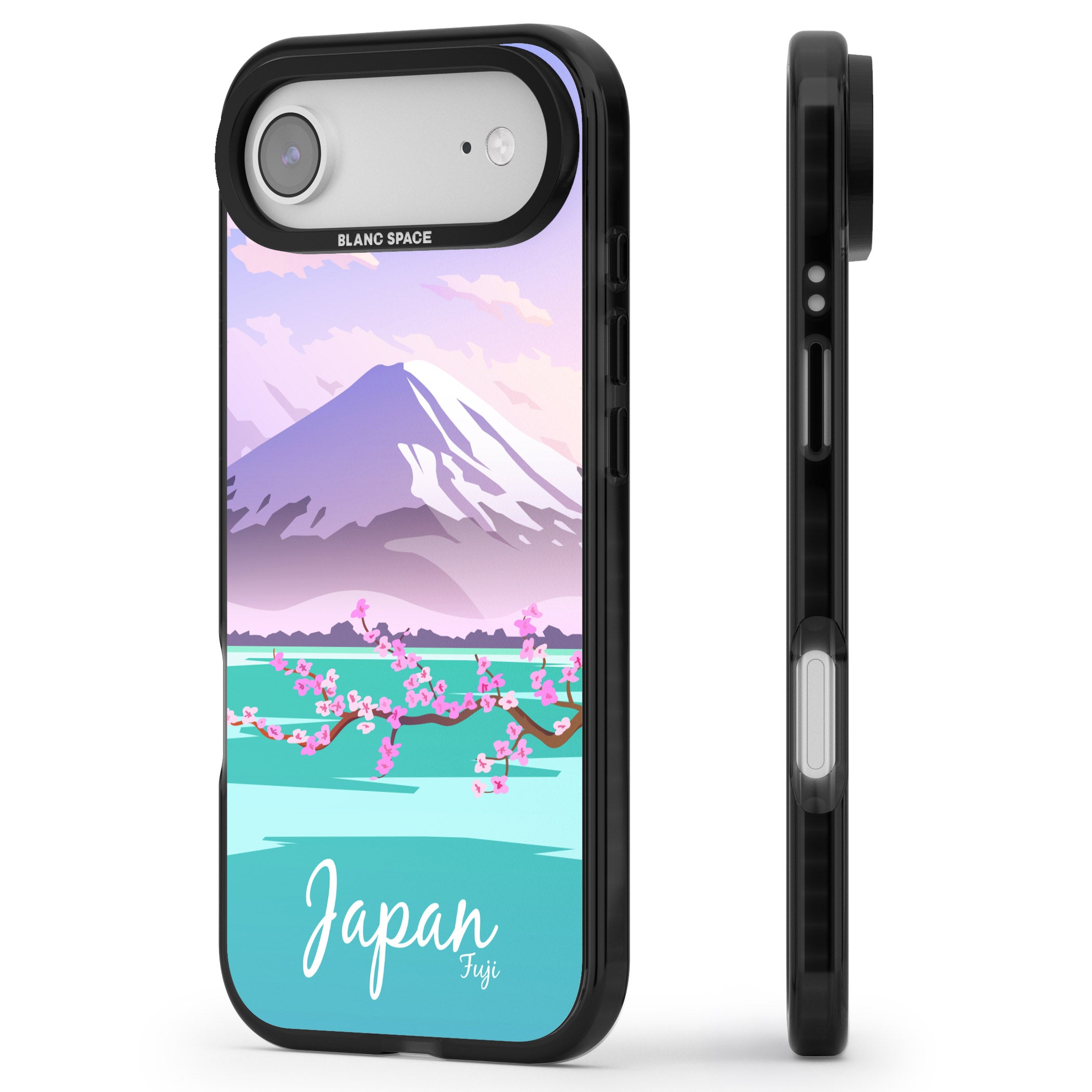 Vintage Travel Poster Japan iPhone 17 Air Impact Pro Black Phone Case Side Profile