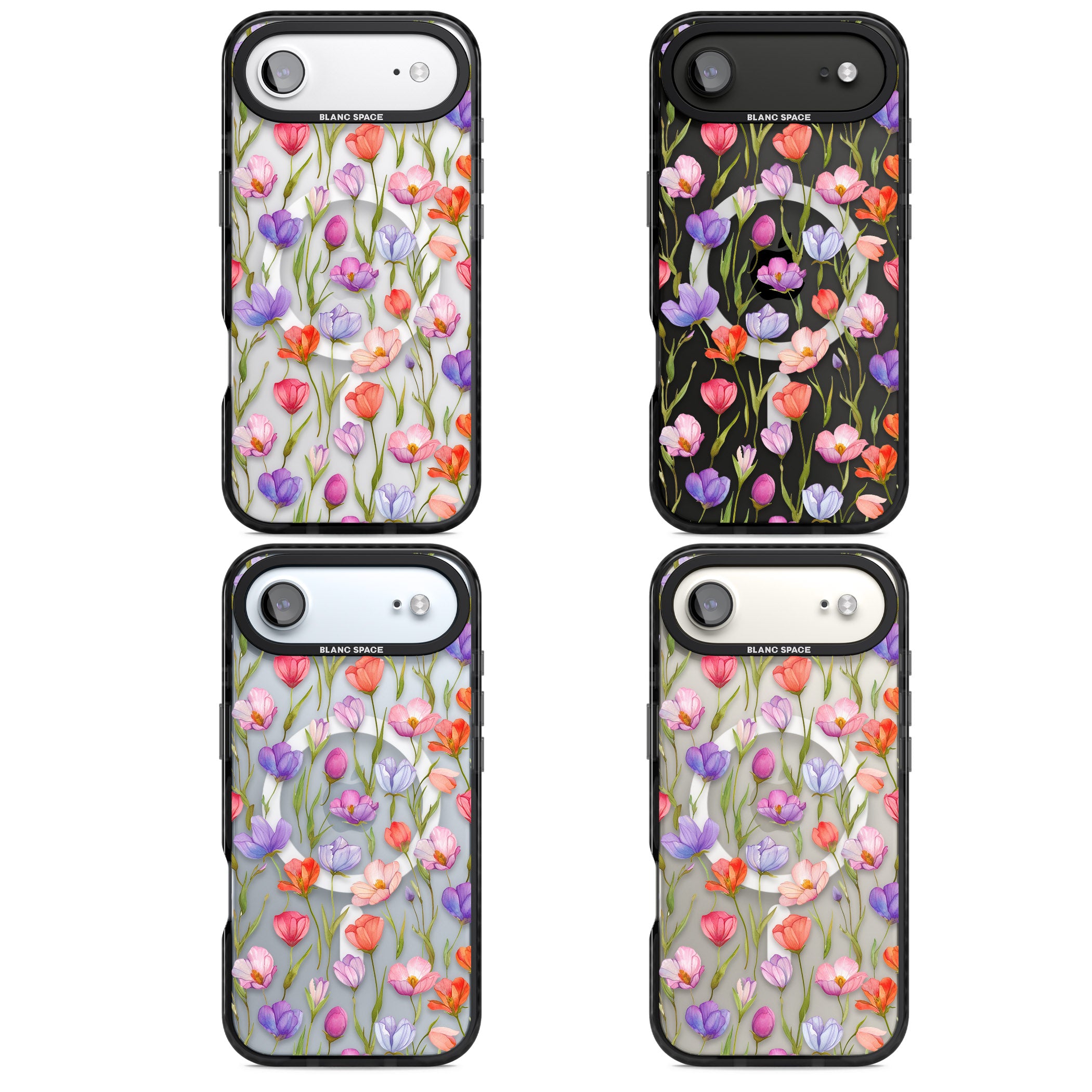Red, Pink & Purple Flowers iPhone 17 Air Impact Pro Black Phone Case APT Impact Protection