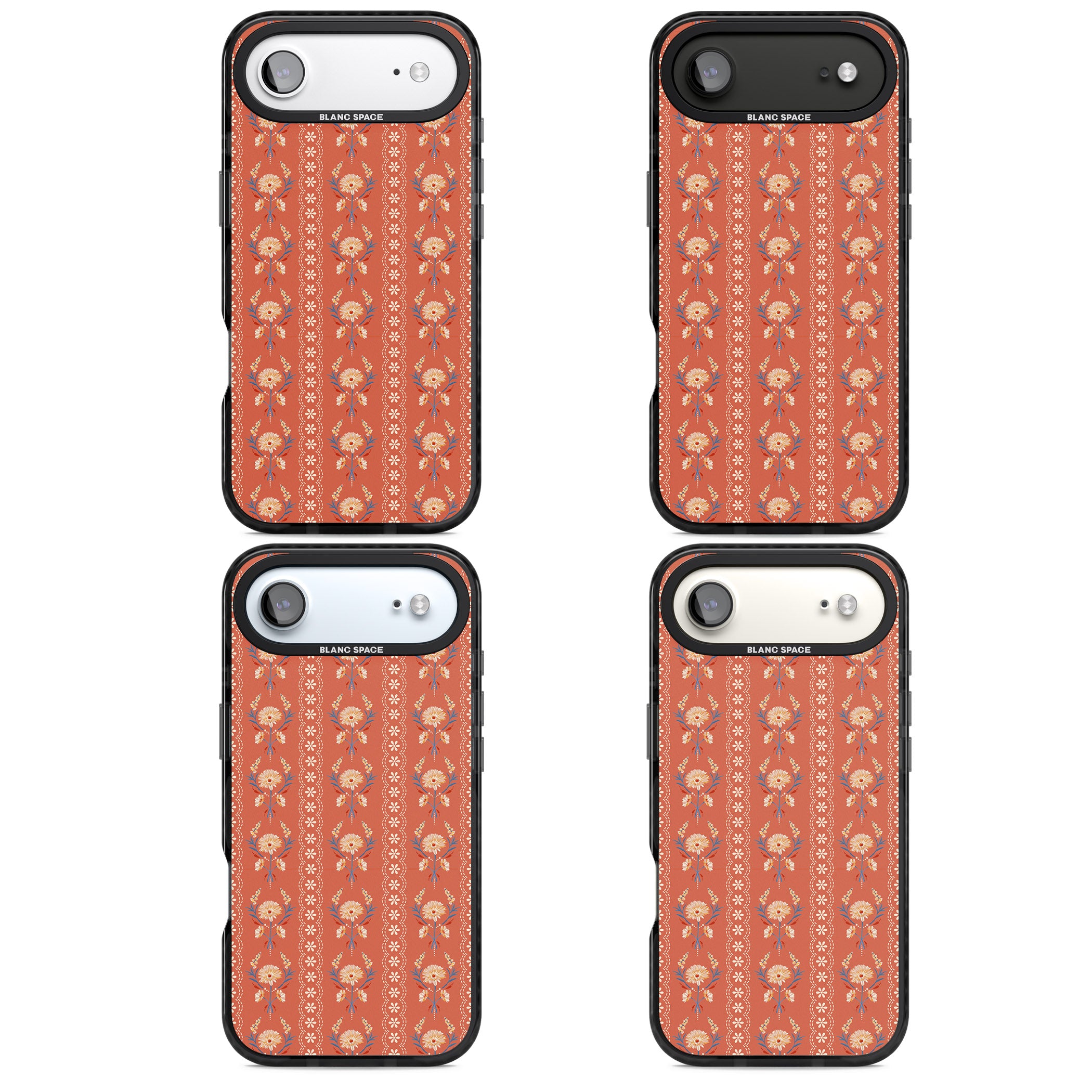 Vintage Terracotta Floral iPhone 17 Air Impact Pro Black Phone Case APT Impact Protection