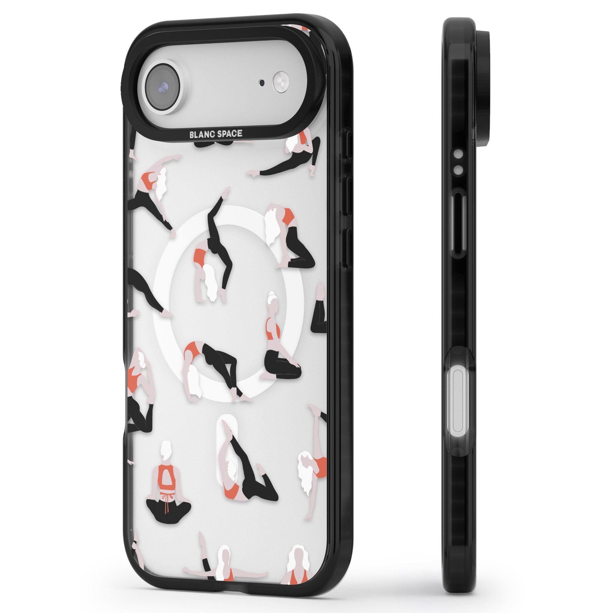Yoga Poses Clear iPhone 17 Air Impact Pro Black Phone Case Side Profile