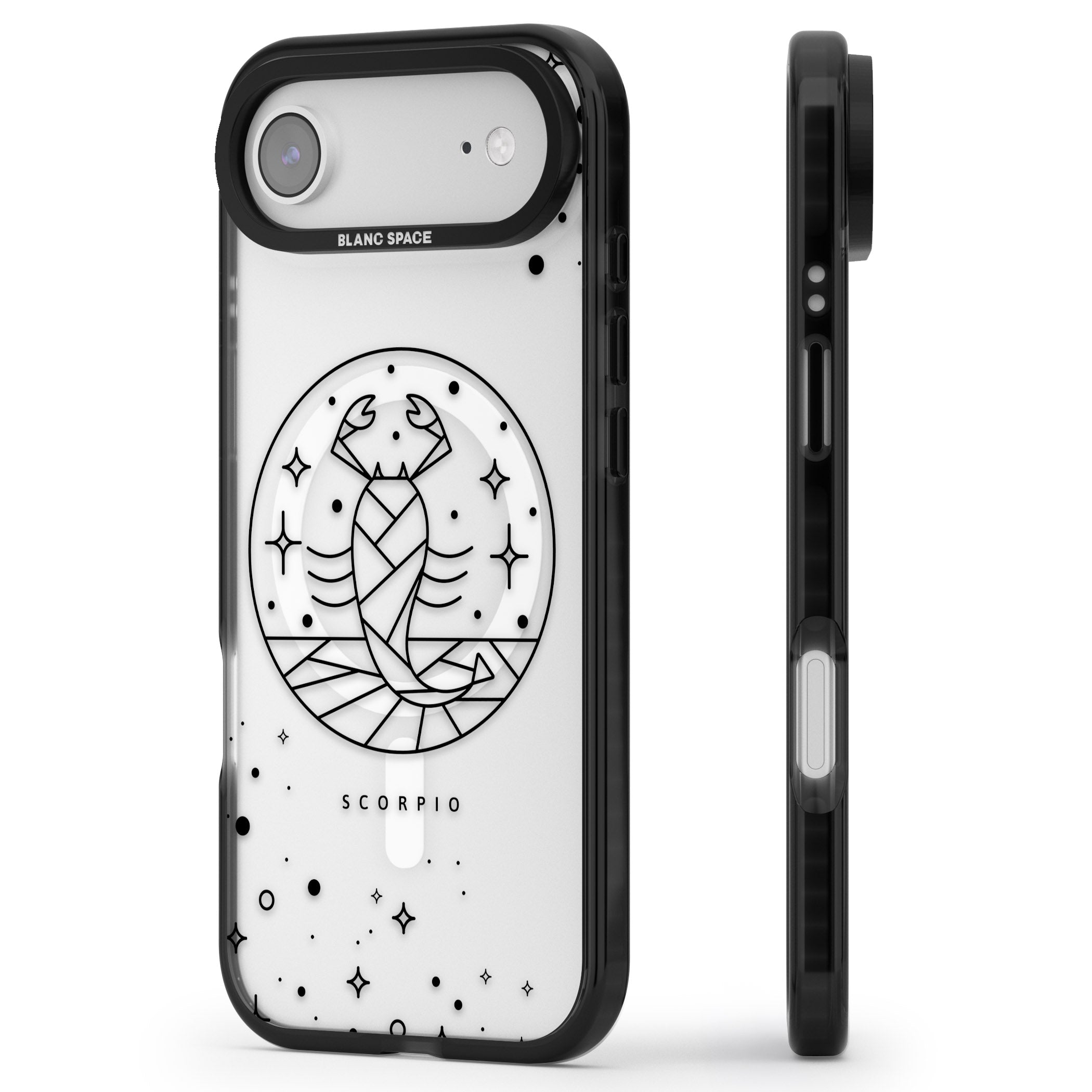Scorpio Emblem Cosmic Design iPhone 17 Air Impact Pro Black Phone Case Side Profile
