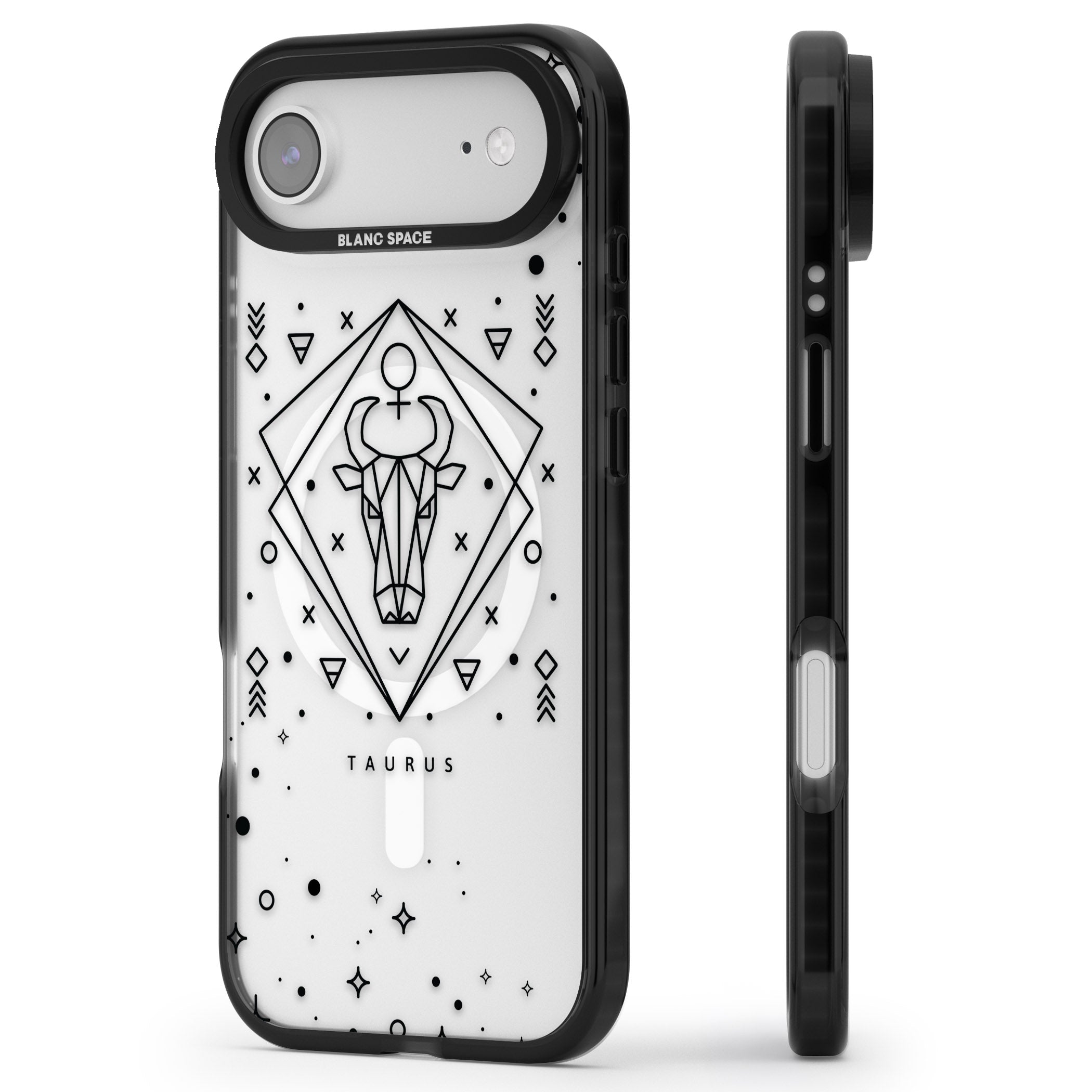Taurus Emblem iPhone 17 Air Impact Pro Black Phone Case Side Profile