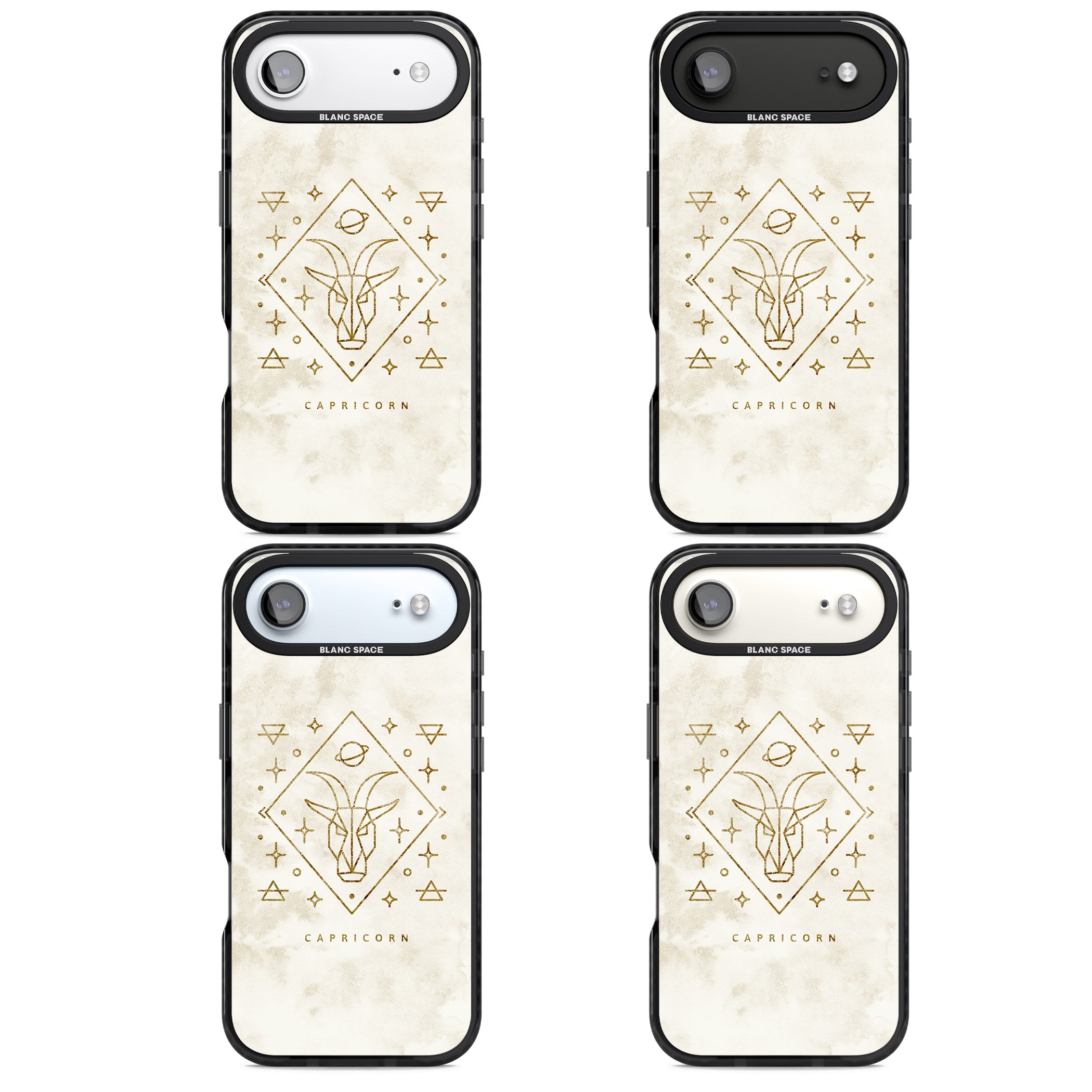 Capricorn Gold Zodiac Design iPhone 17 Air Impact Pro Black Phone Case APT Impact Protection