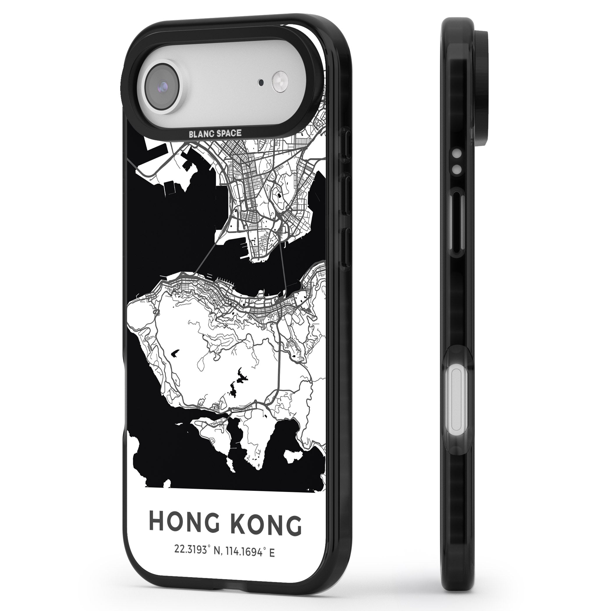Hong Kong Map iPhone 17 Air Impact Black Phone Case Side Profile
