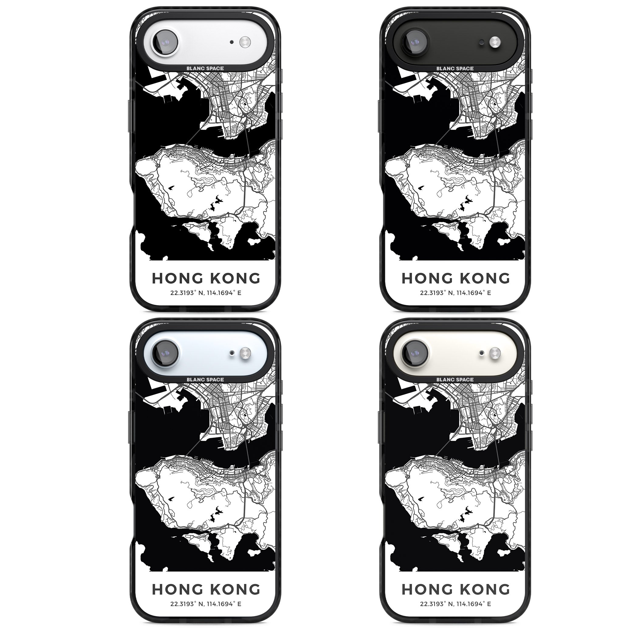 Hong Kong Map iPhone 17 Air Impact Black Phone Case APT Impact Protection