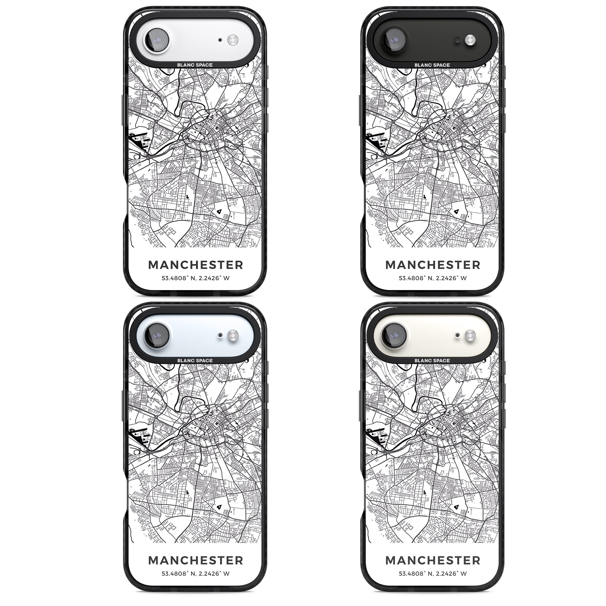 Manchester Map iPhone 17 Air Impact Black Phone Case APT Impact Protection