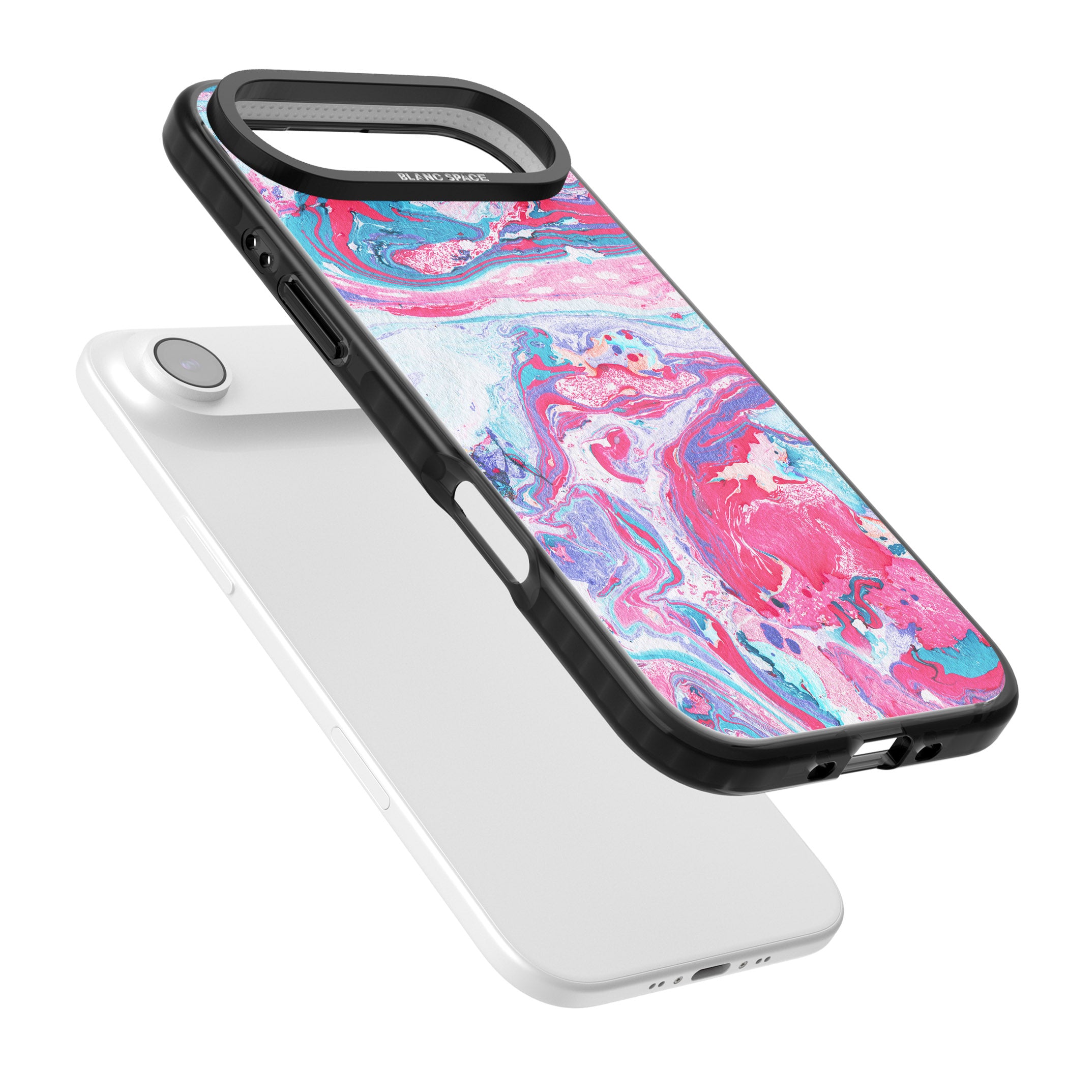 Pink, Blue & Purple Marbled Paper Pattern iPhone 17 Air Impact Black Phone Case Colours