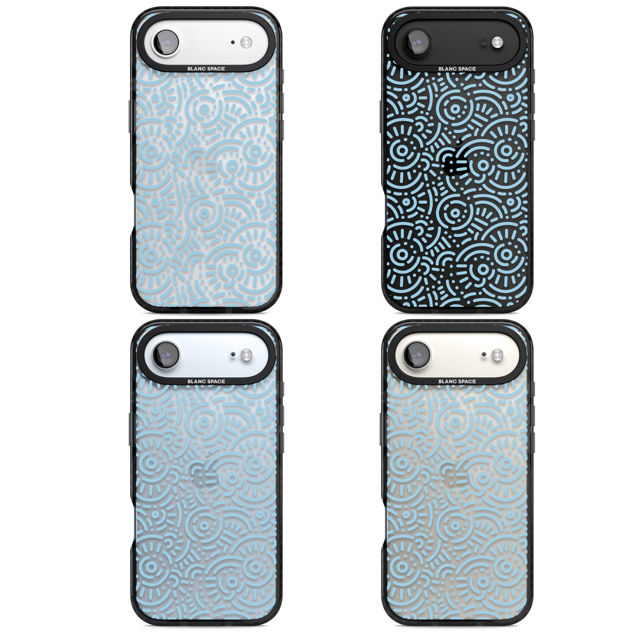 Light Blue Retro Pattern iPhone 17 Air Impact Black Phone Case APT Impact Protection