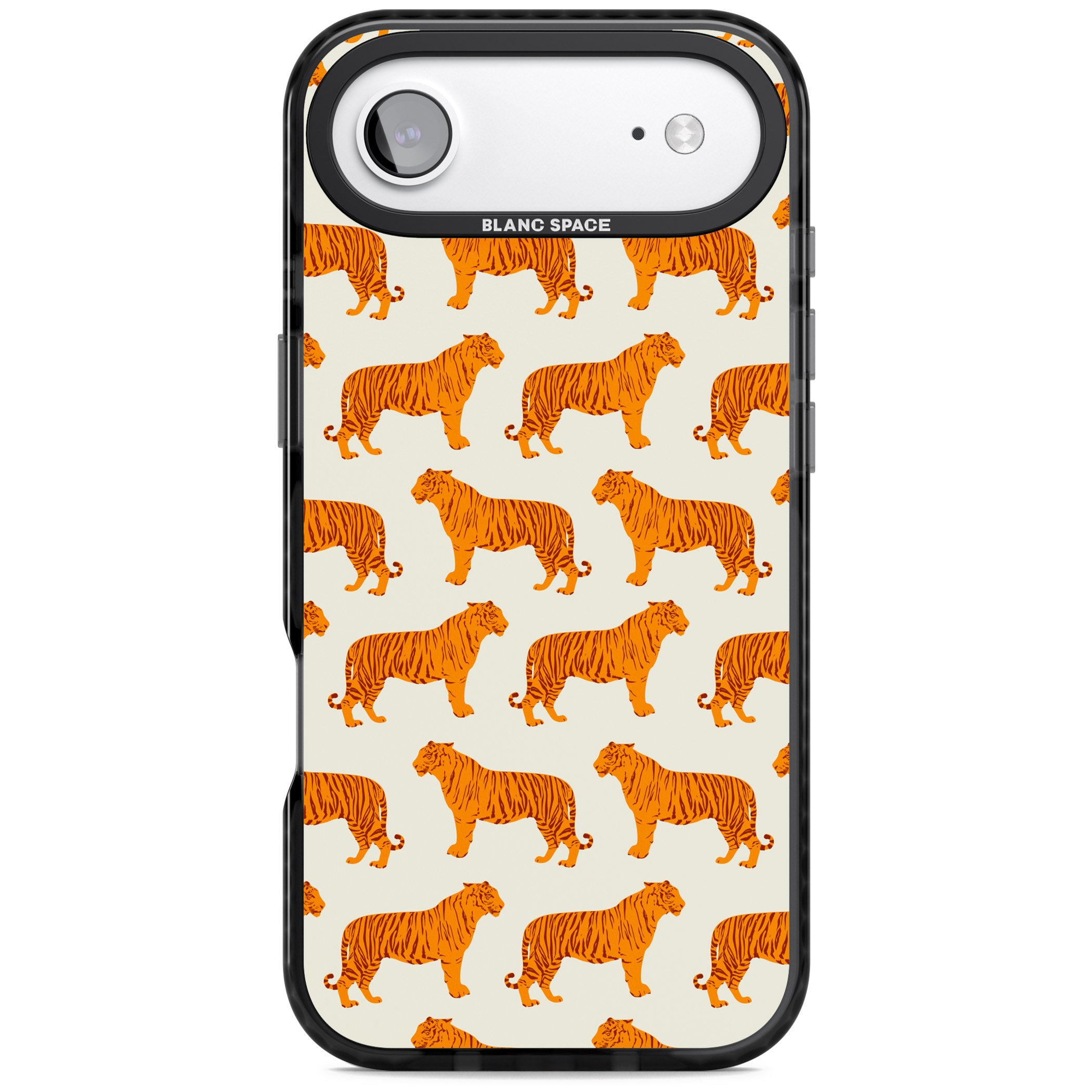 Trendy Tiger Patterns Tigers On Khaki iPhone 17 Air Impact Black Phone Case