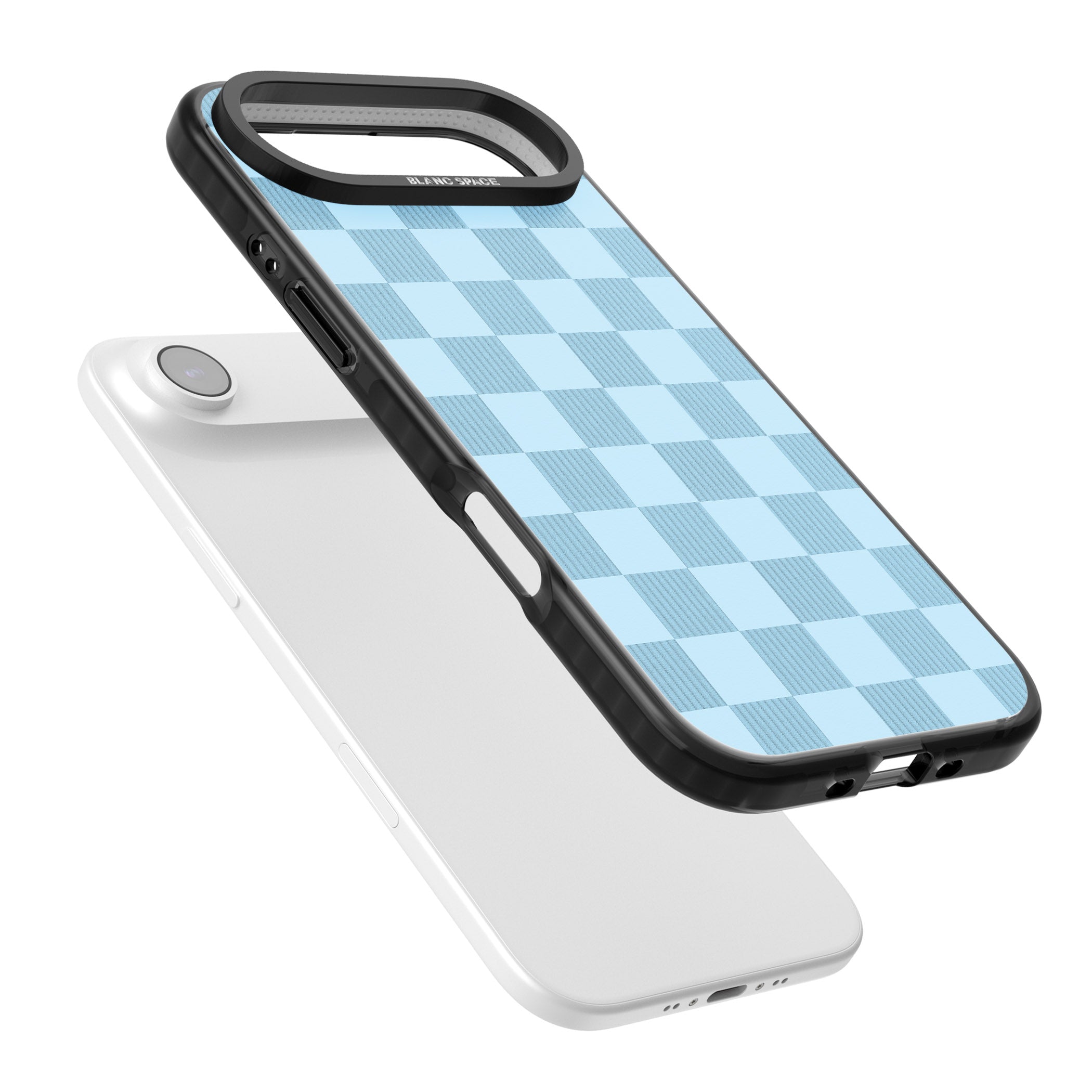 Skyblue Checkered iPhone 17 Air Impact Black Phone Case Colours