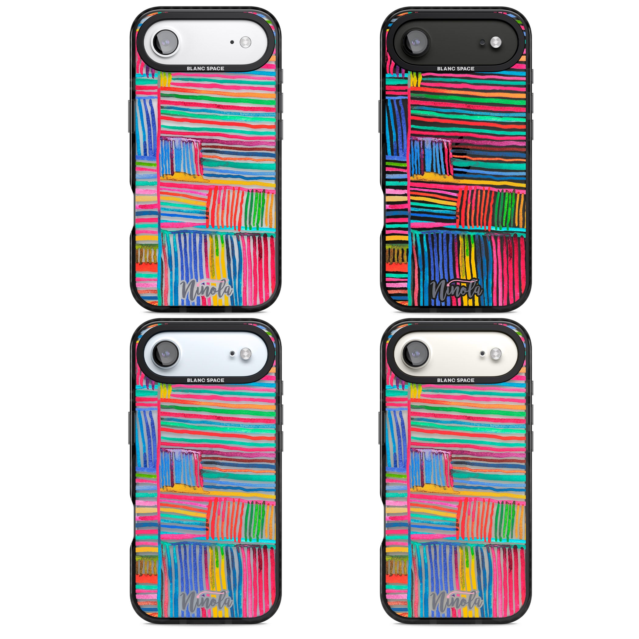 Vibrant Watercolor Lines iPhone 17 Air Impact Black Phone Case APT Impact Protection