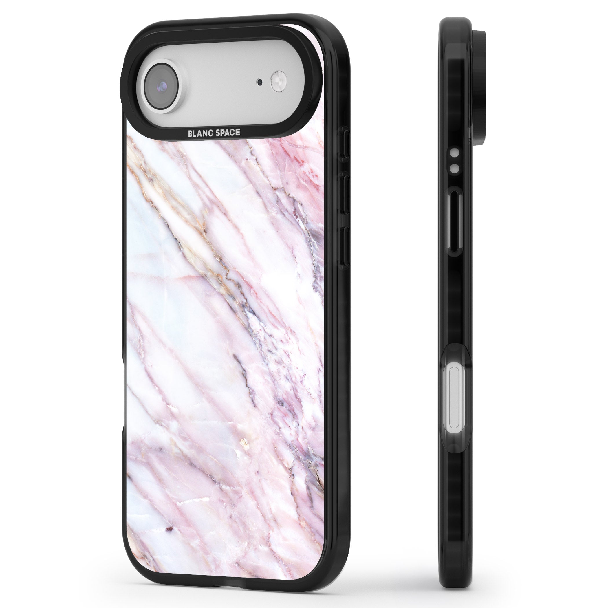 Blush Marble Glow iPhone 17 Air Impact Black Phone Case Side Profile