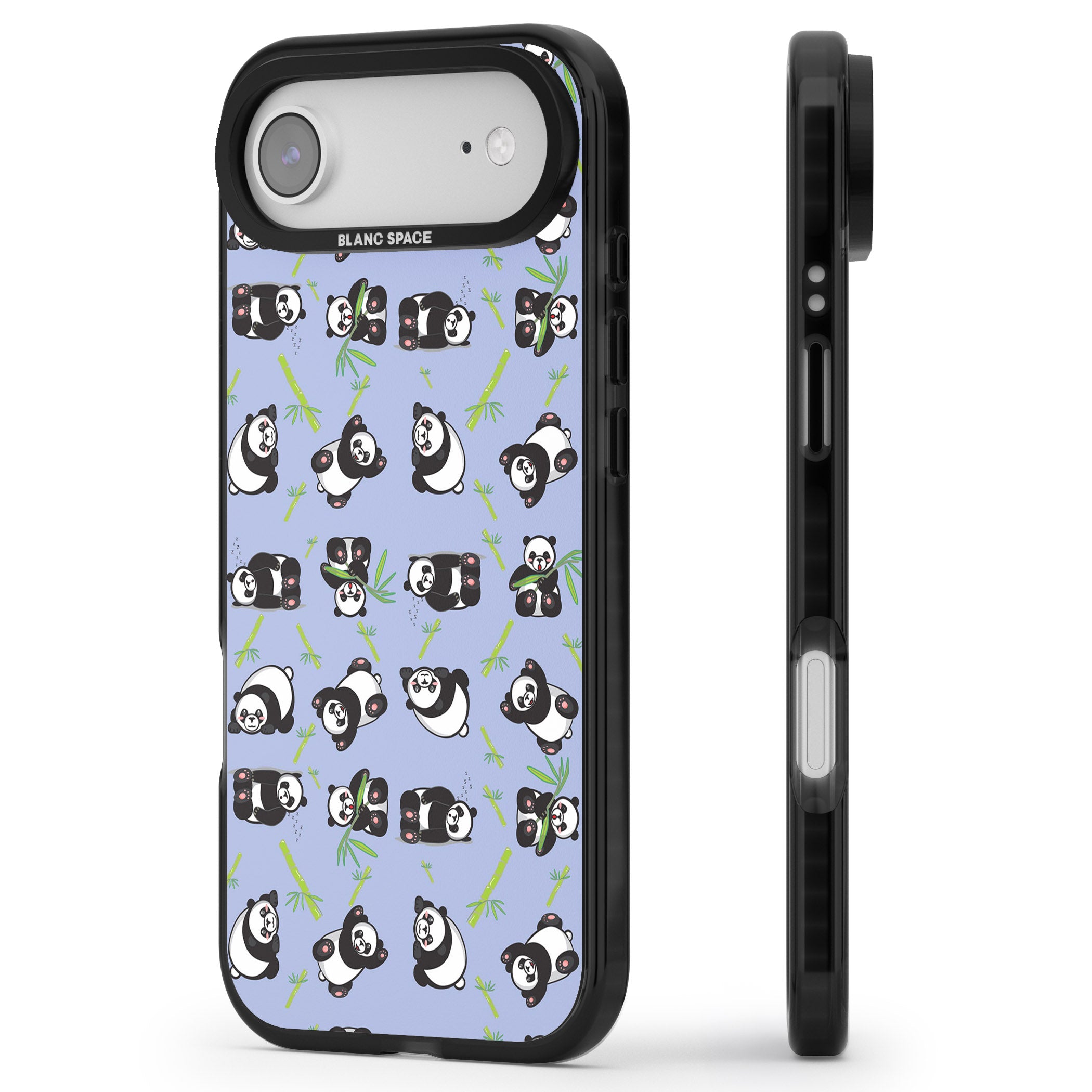 Panda Pattern iPhone 17 Air Impact Black Phone Case Side Profile