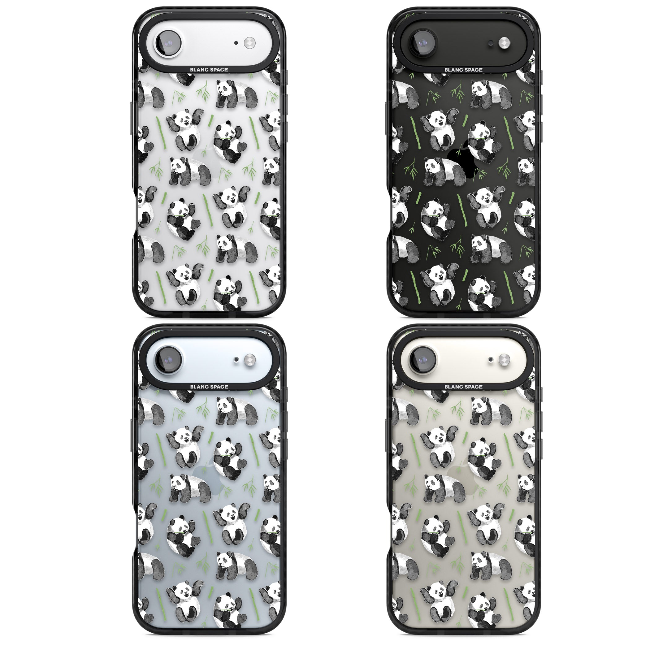 Watercolour Panda Pattern iPhone 17 Air Impact Black Phone Case APT Impact Protection