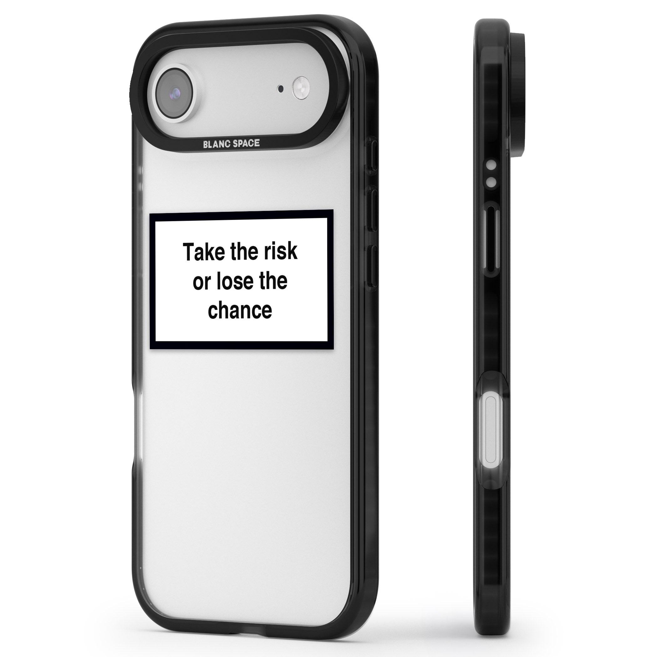 Take The Risk Or Lose The Chance iPhone 17 Air Impact Black Phone Case Side Profile