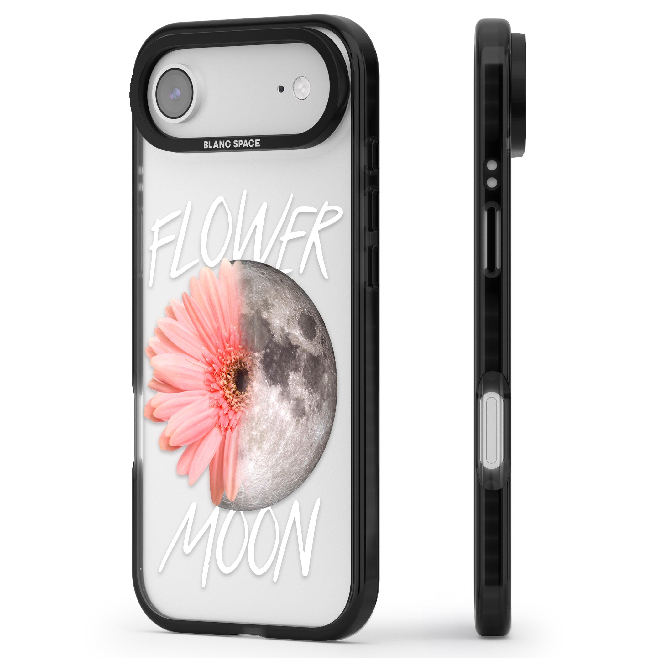 Flower Moon iPhone 17 Air Impact Black Phone Case Side Profile