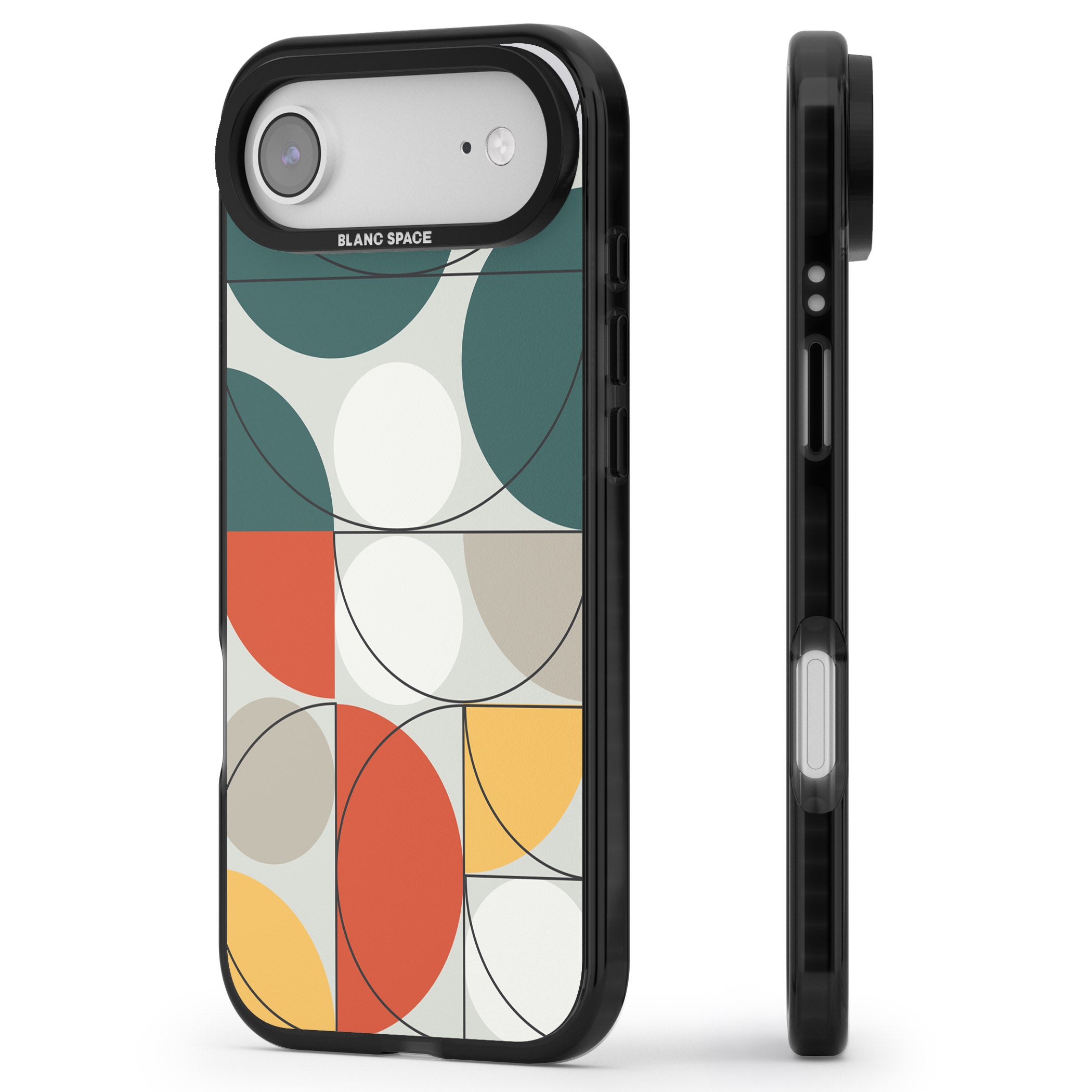 Modern Abstract Circle iPhone 17 Air Impact Black Phone Case Side Profile