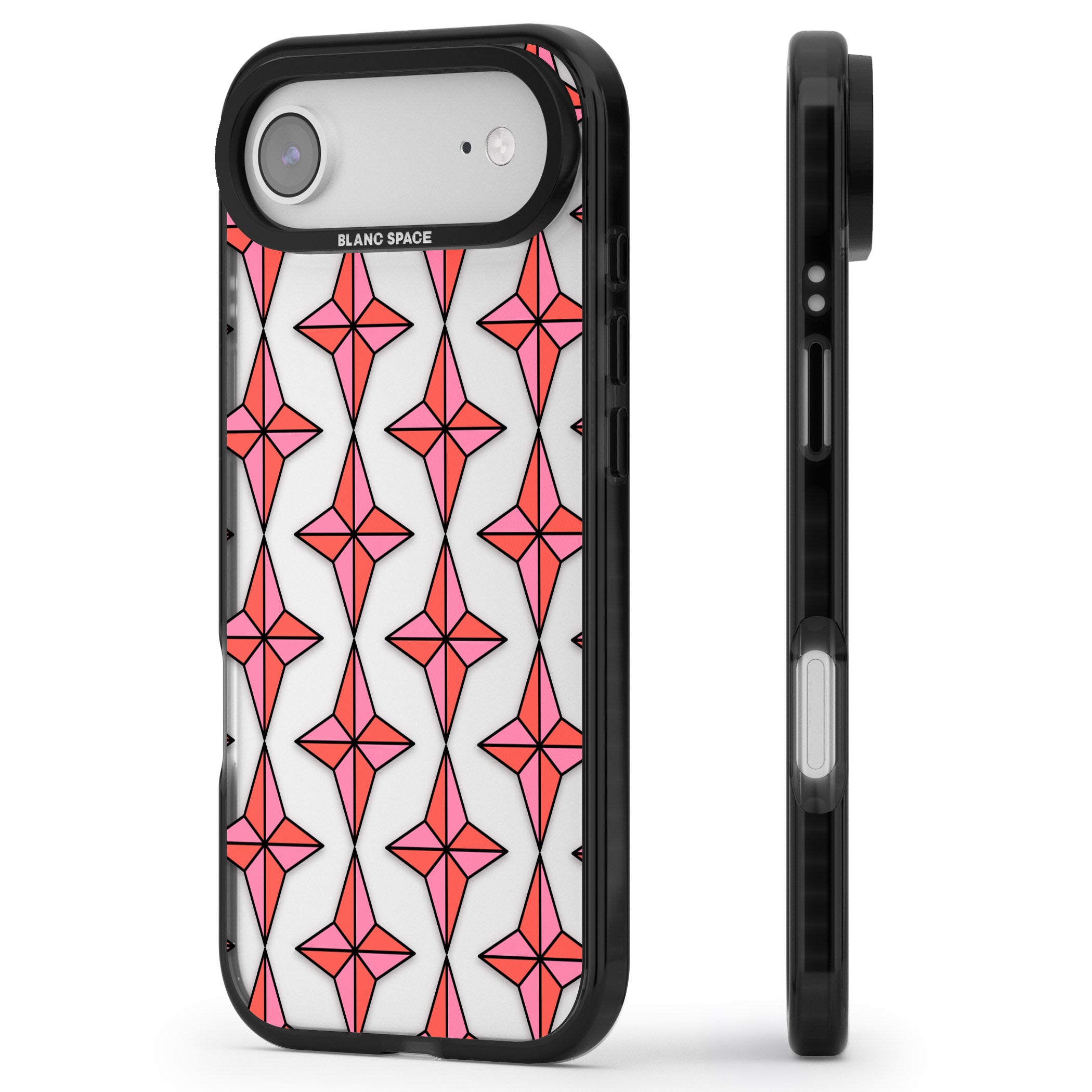 Rose Stars Pattern (Clear) iPhone 17 Air Impact Black Phone Case Side Profile