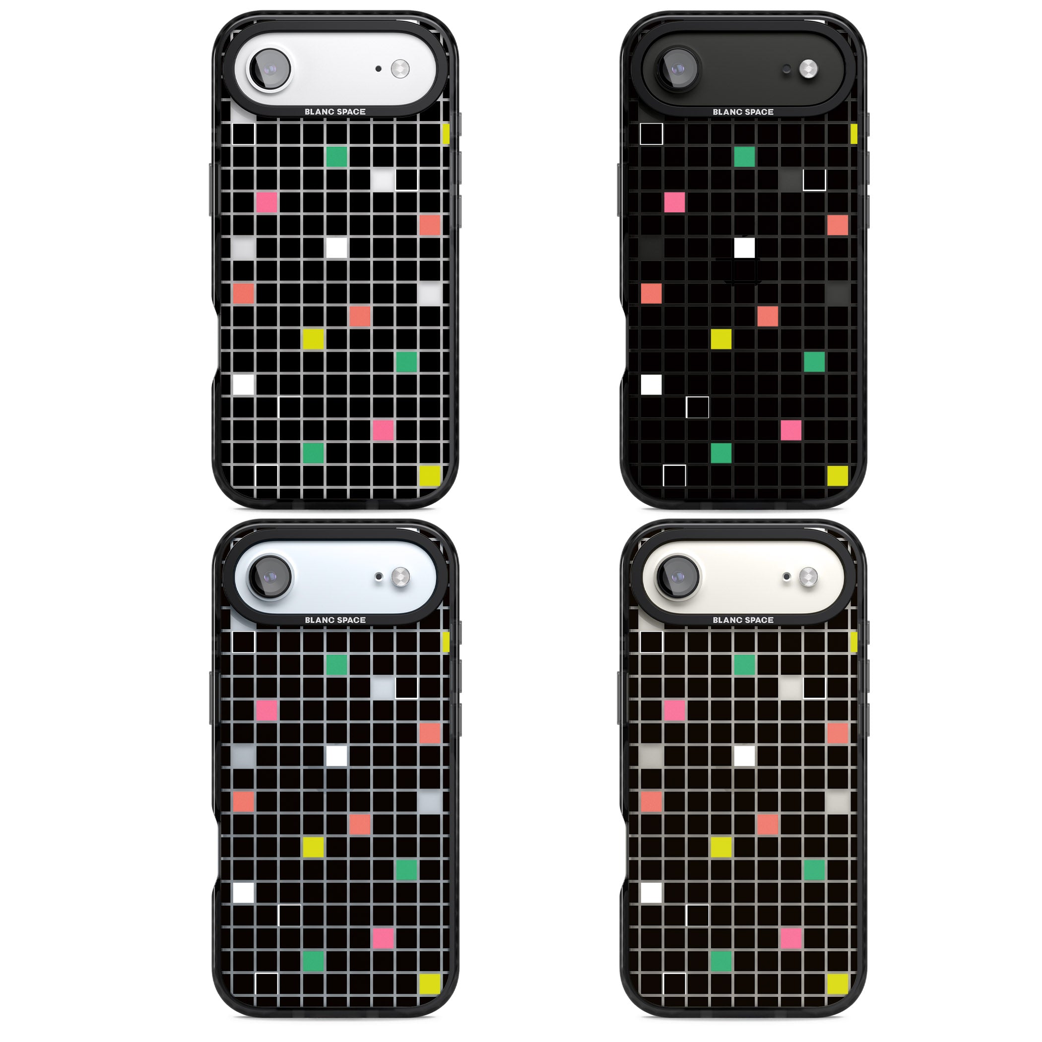 Vibrant Black Geometric Grid iPhone 17 Air Impact Black Phone Case APT Impact Protection