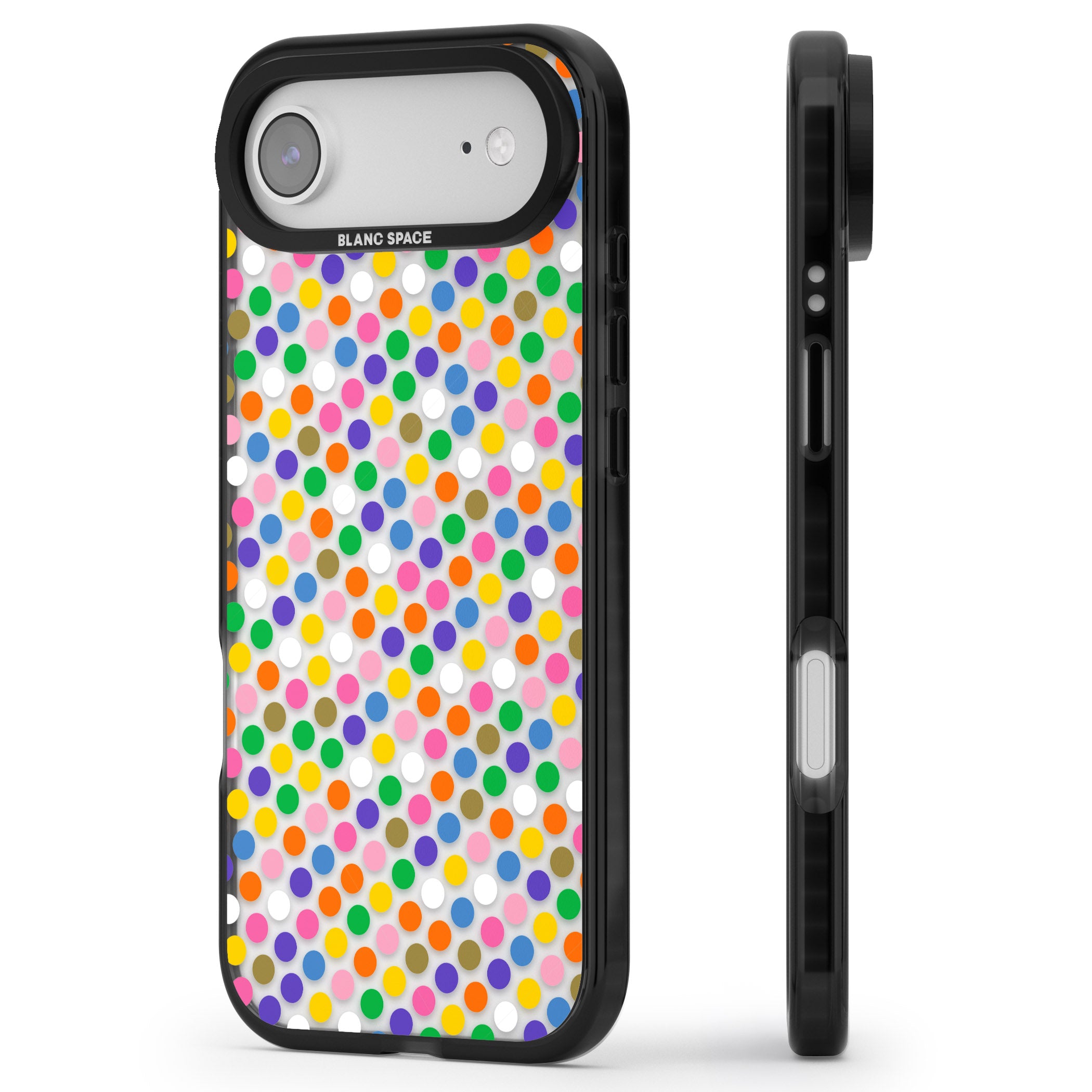 Multicolour Polka Dot Fiesta iPhone 17 Air Impact Black Phone Case Side Profile
