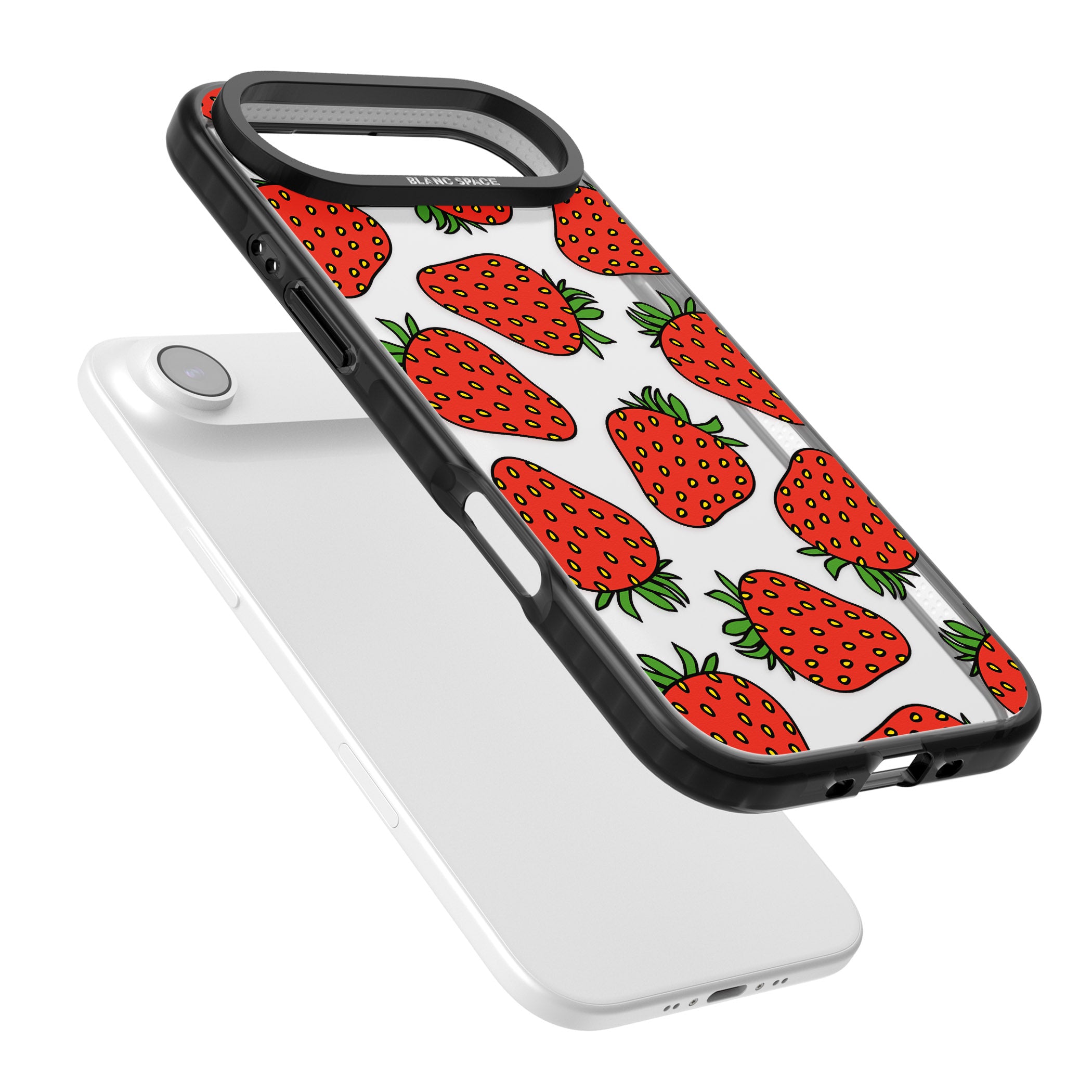 Strawberry Pattern iPhone 17 Air Impact Black Phone Case Colours
