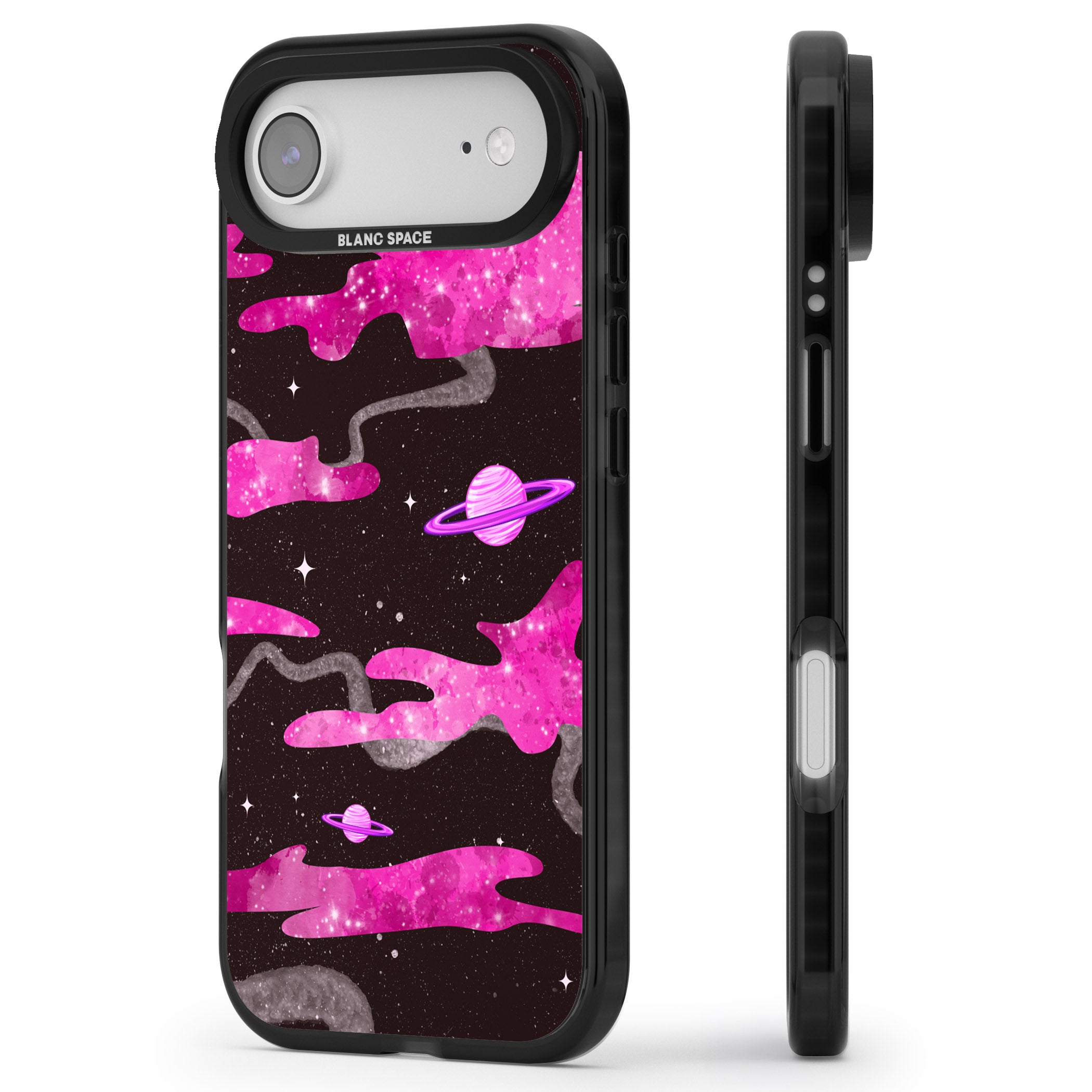 Pink Galaxy iPhone 17 Air Impact Black Phone Case Side Profile