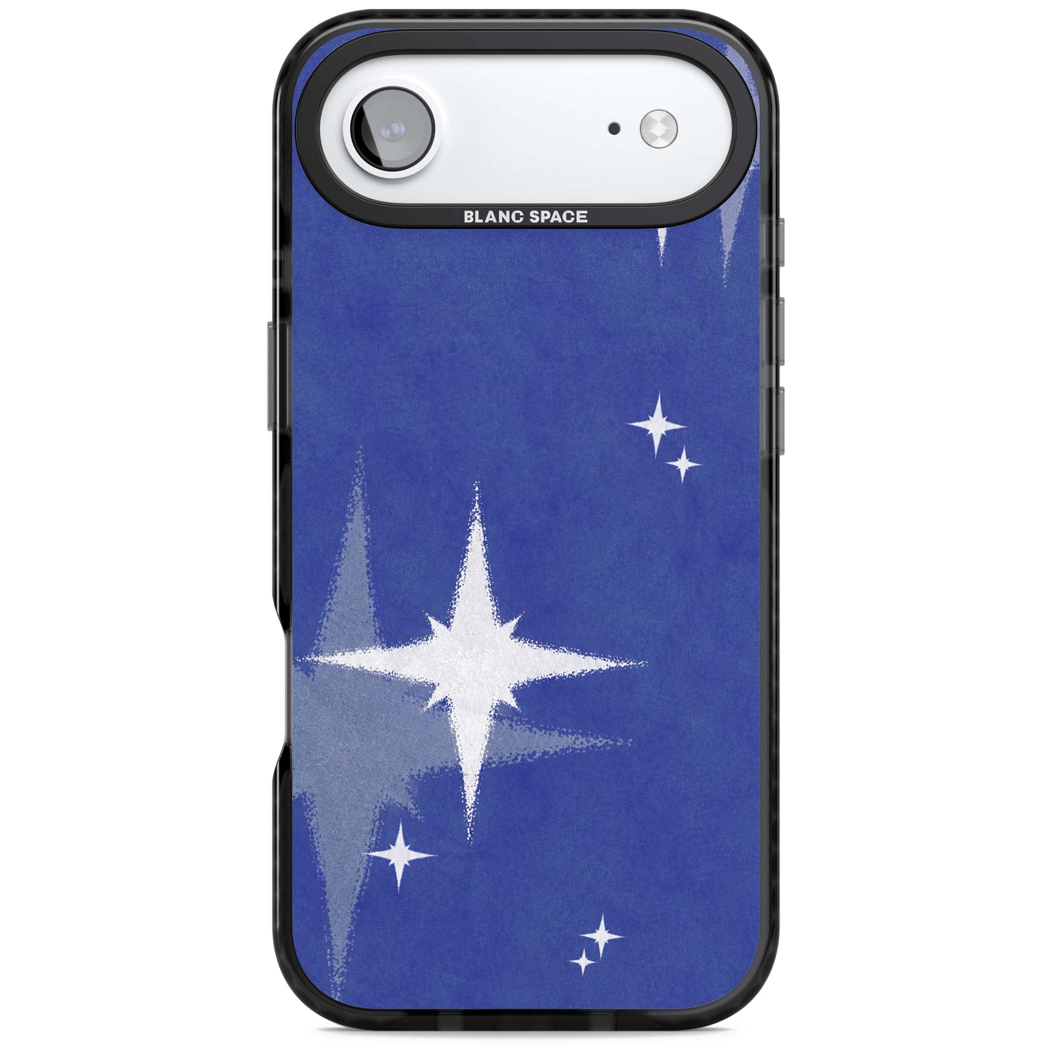 Blue Sparkle celestial iPhone case featuring sparkling silver stars on a deep blue painterly night sky | Clear Impact case for iPhone Air