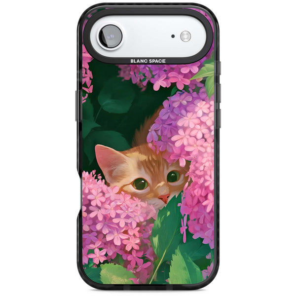 Cat In Pink Flowers