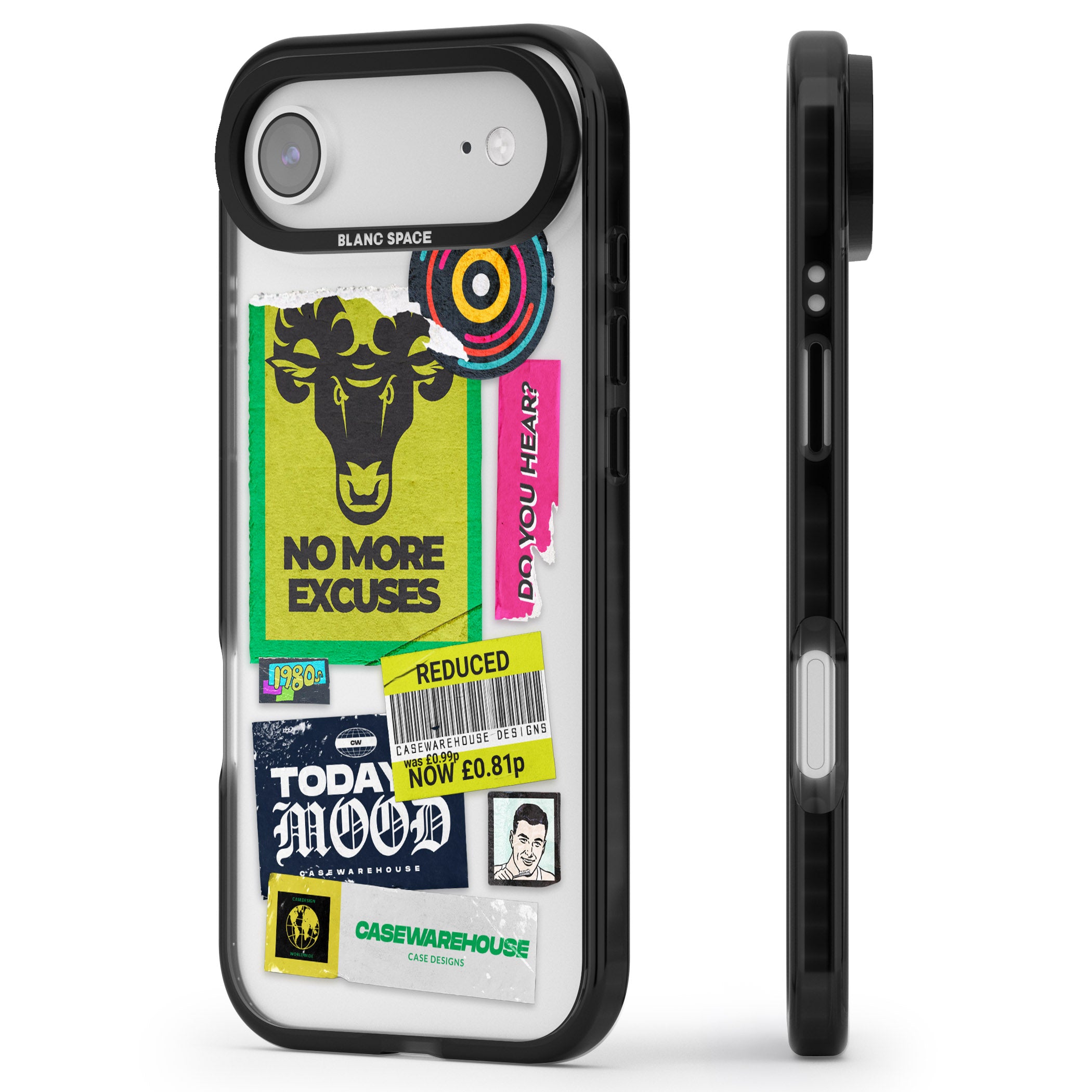 No More Excuses Sticker Mix iPhone 17 Air Impact Black Phone Case Side Profile